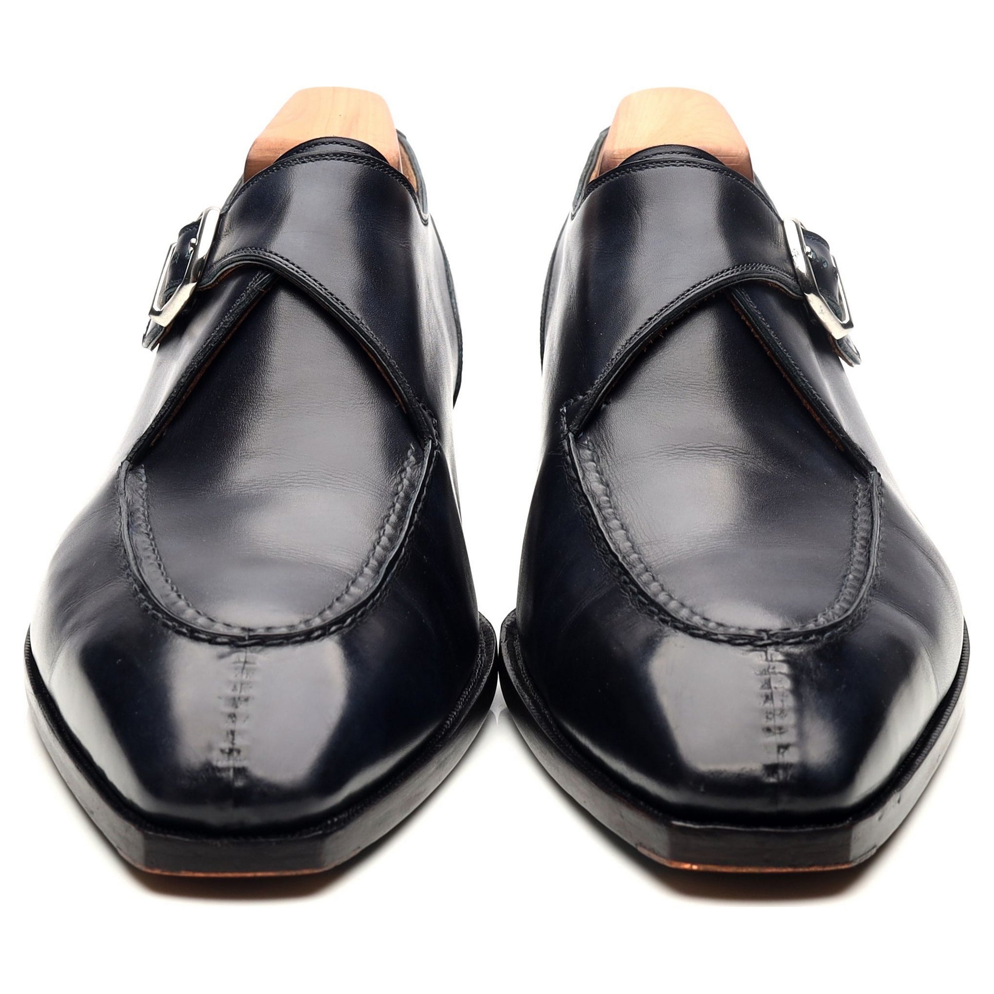Timber Lee III monk strap cuir bleu marine UK 7.5
