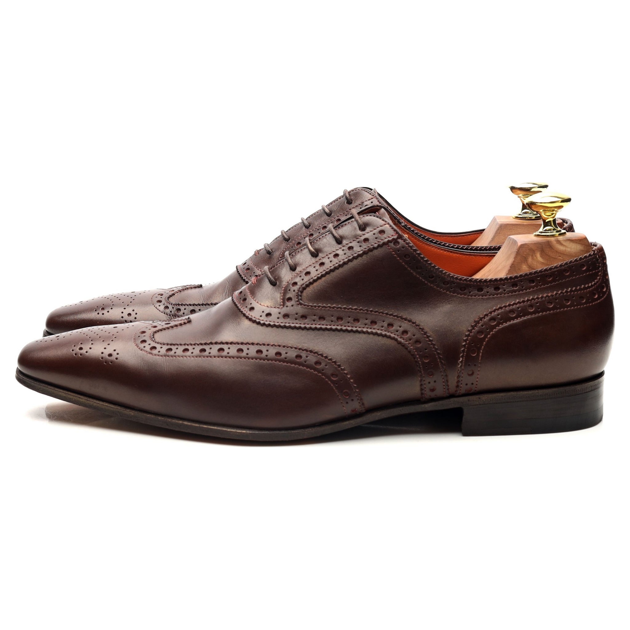 Santoni richelieu brogue cuir marron foncé UK 7