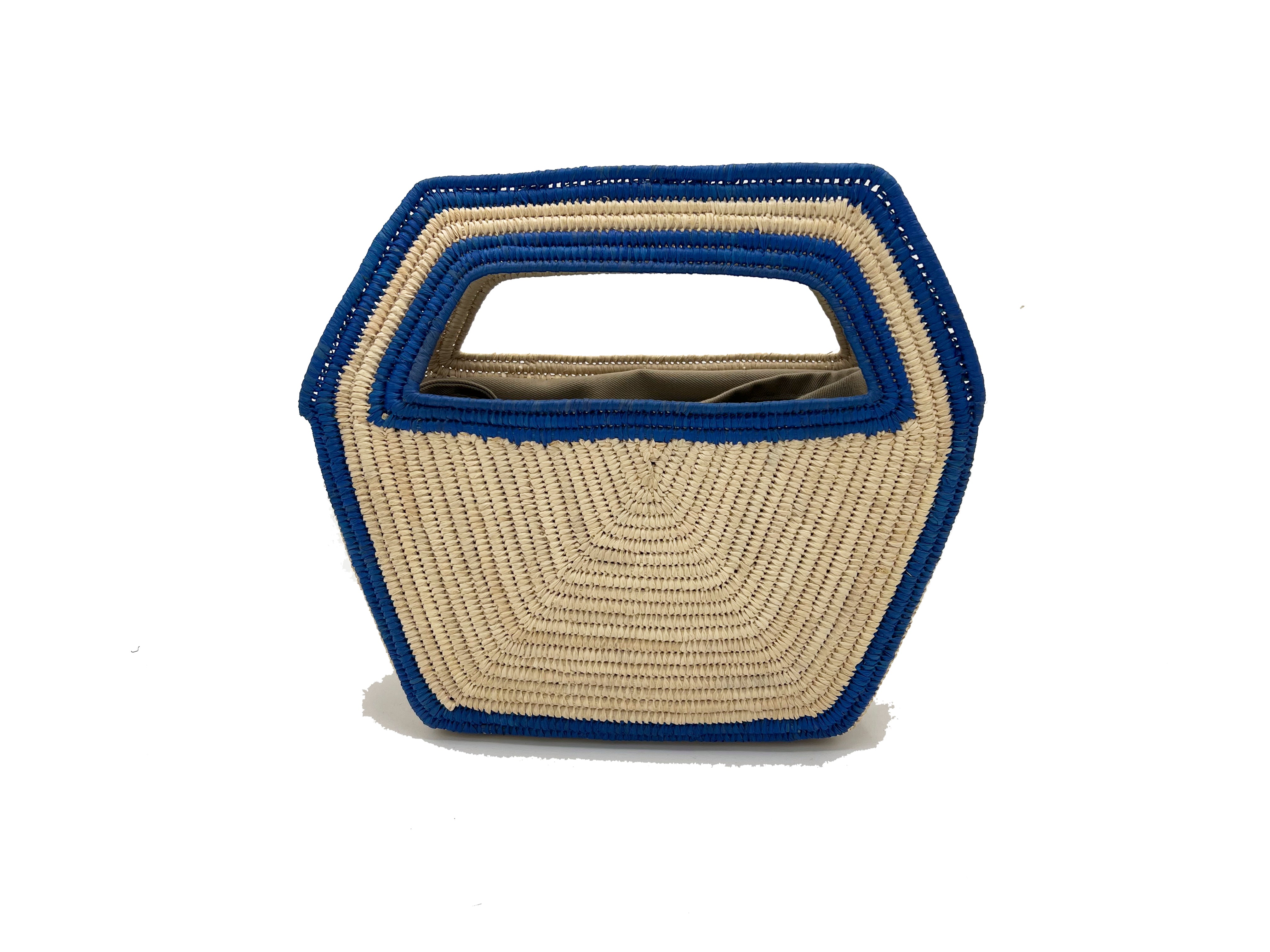 Contre-Allée Ifran sac raphia naturel bleu