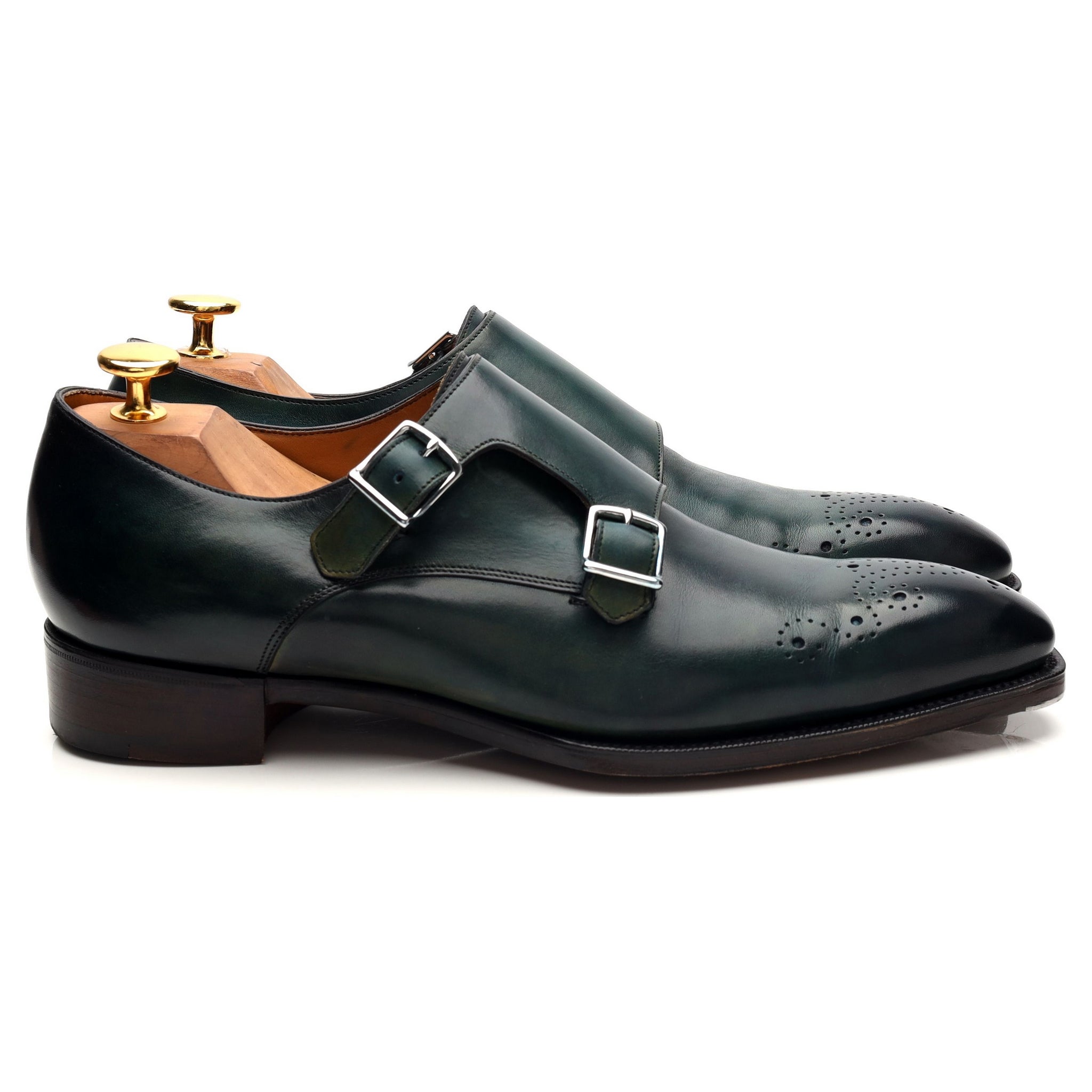 Gaziano & Girling Grosvenor monk cuir vert UK 6.5