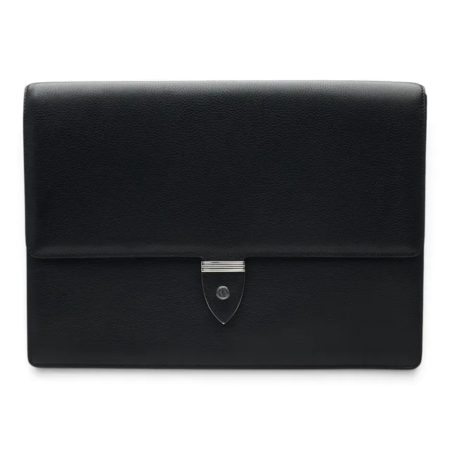 Porte-documents Gieves & Hawkes cuir grainé noir 14 pouces