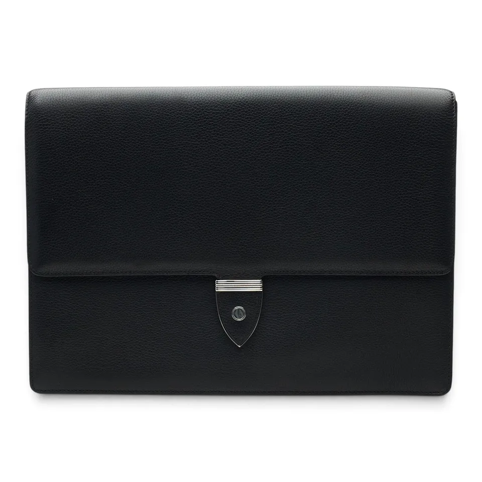 Porte-documents Gieves & Hawkes cuir grainé noir 14 pouces