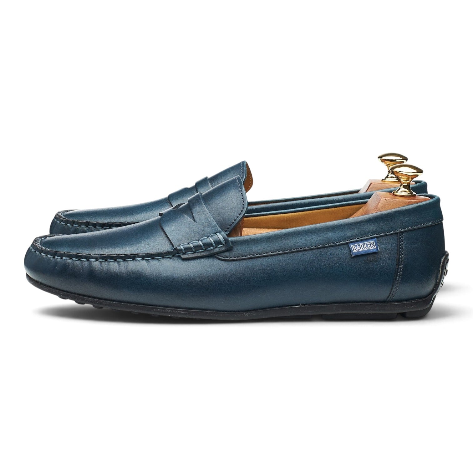 Barker Jamie mocassin driving cuir bleu UK 9