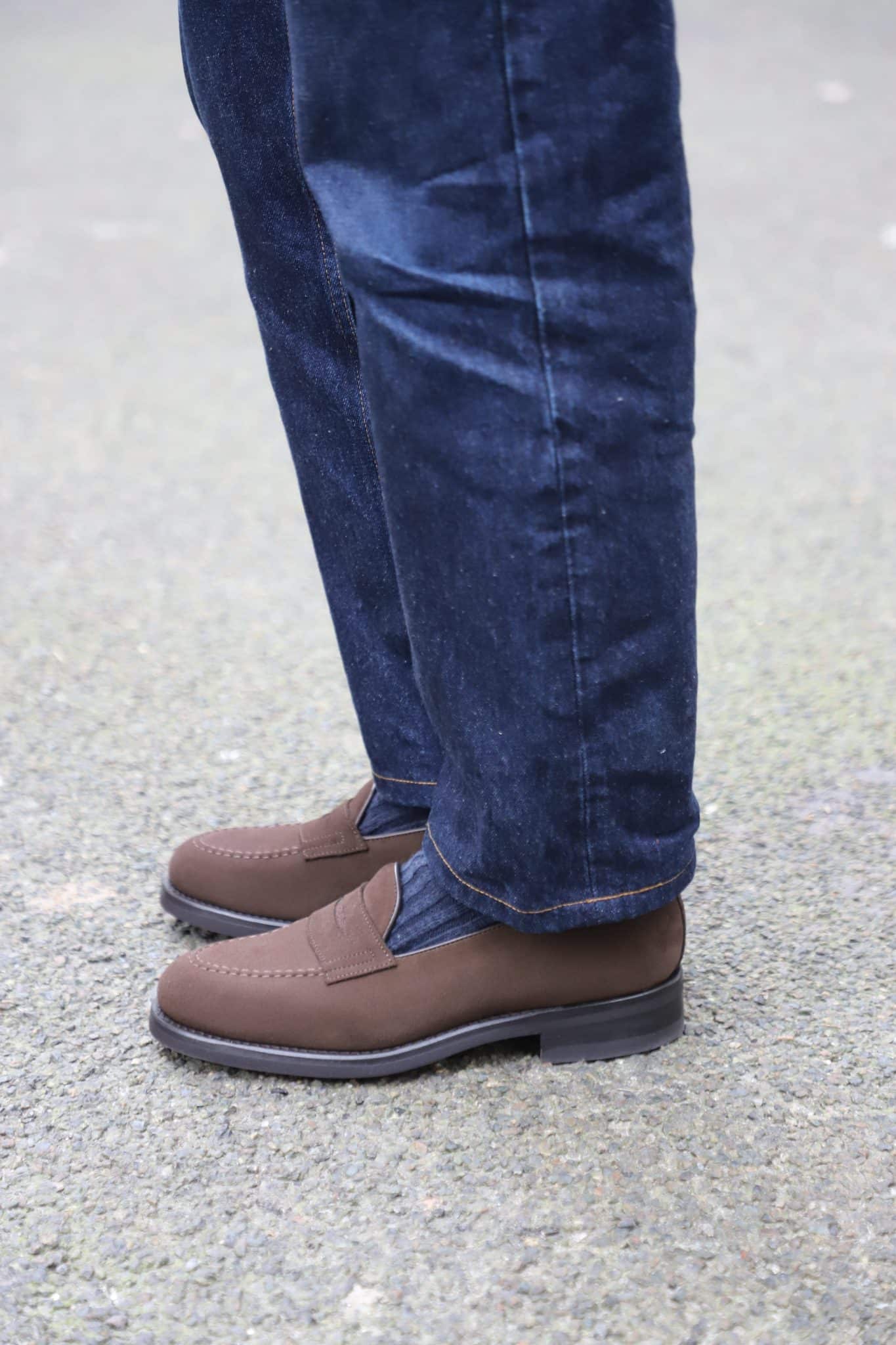 Malfroid Newport mocassin veau velours marron