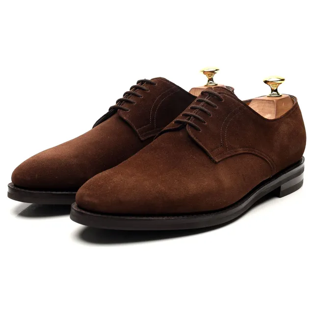 John Lobb Cleve derby daim marron foncé UK 8.5