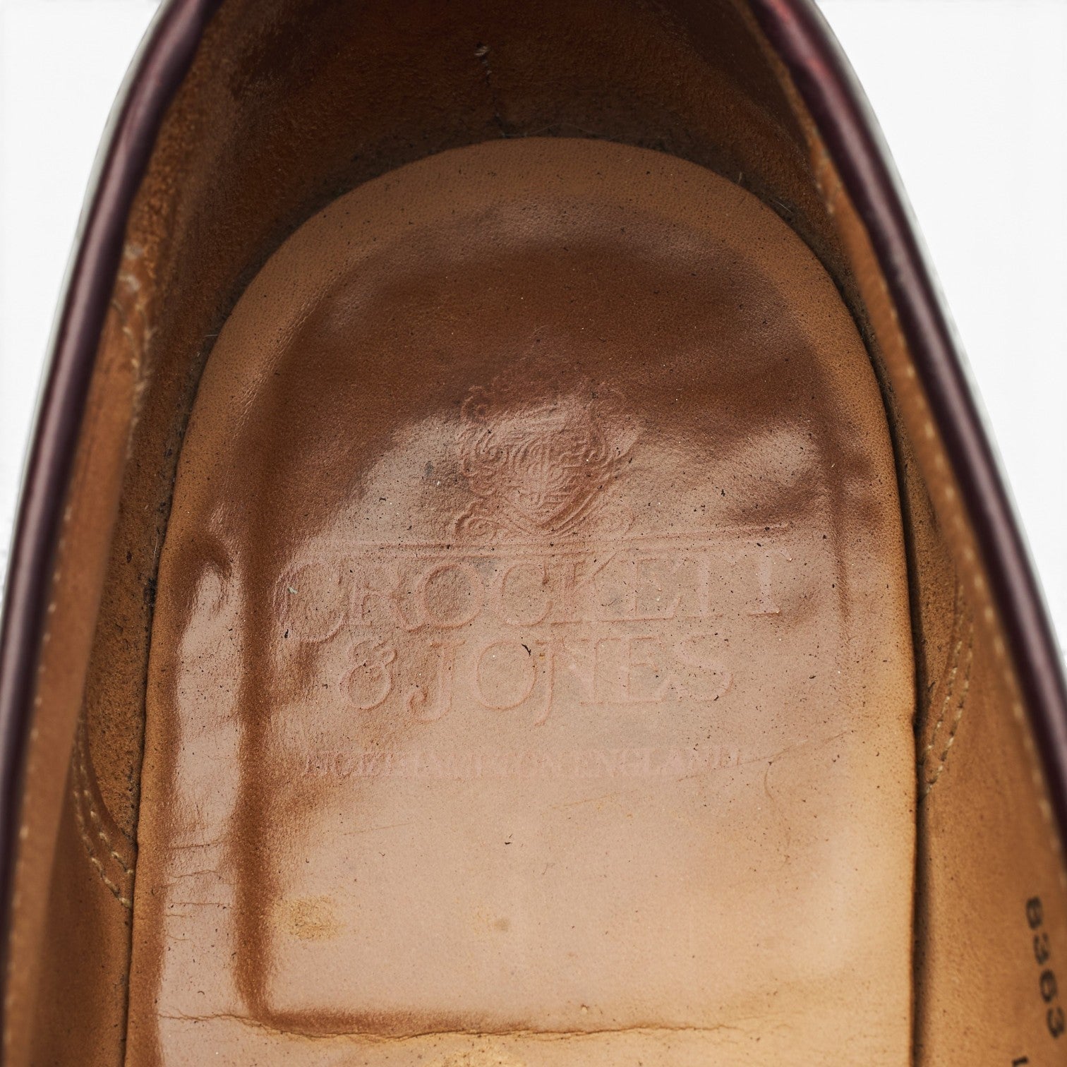 Crockett & Jones Boston mocassins cuir bordeaux UK 8.5