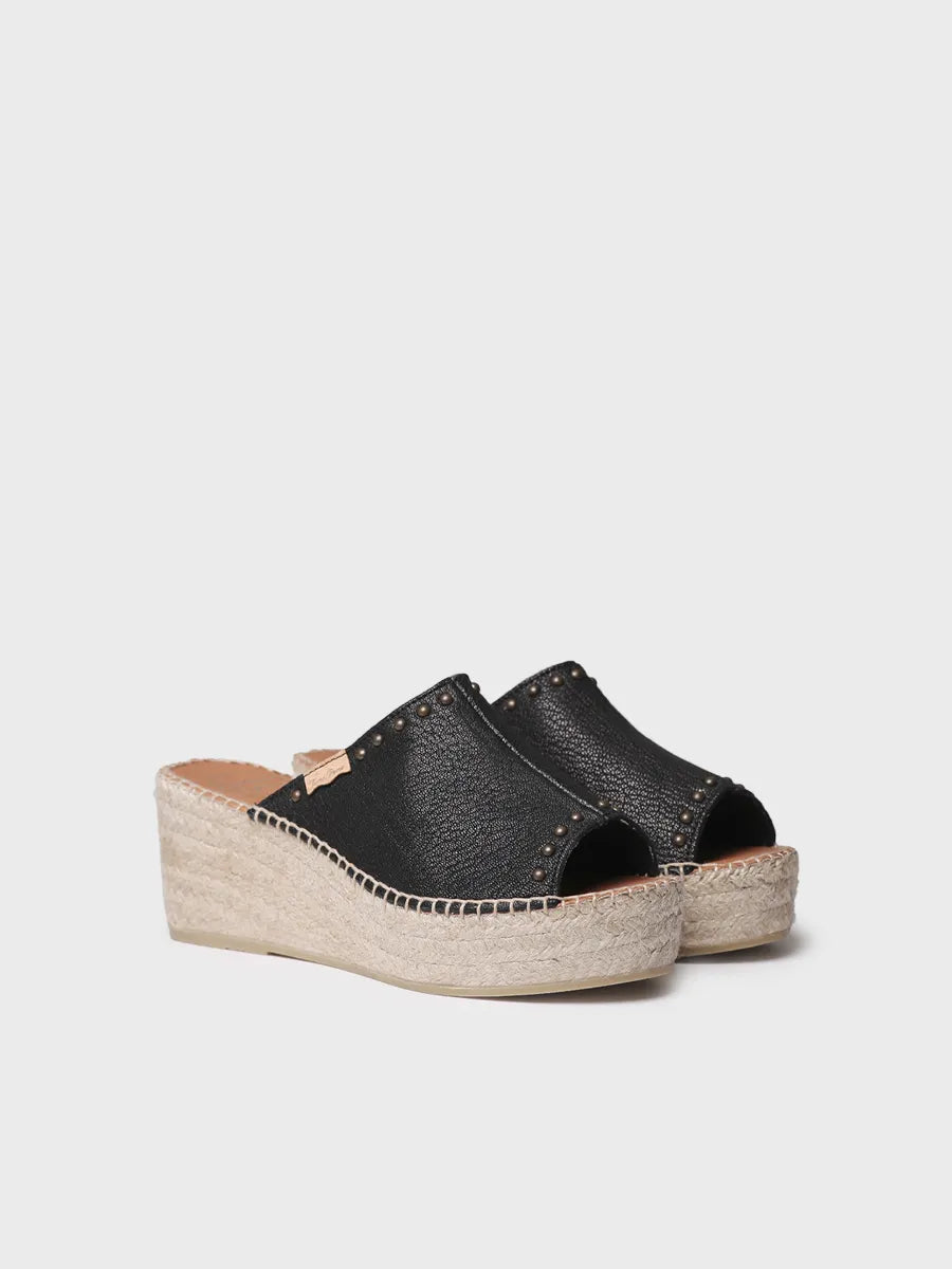 Toni Pons Modena mule espadrille cuir noir