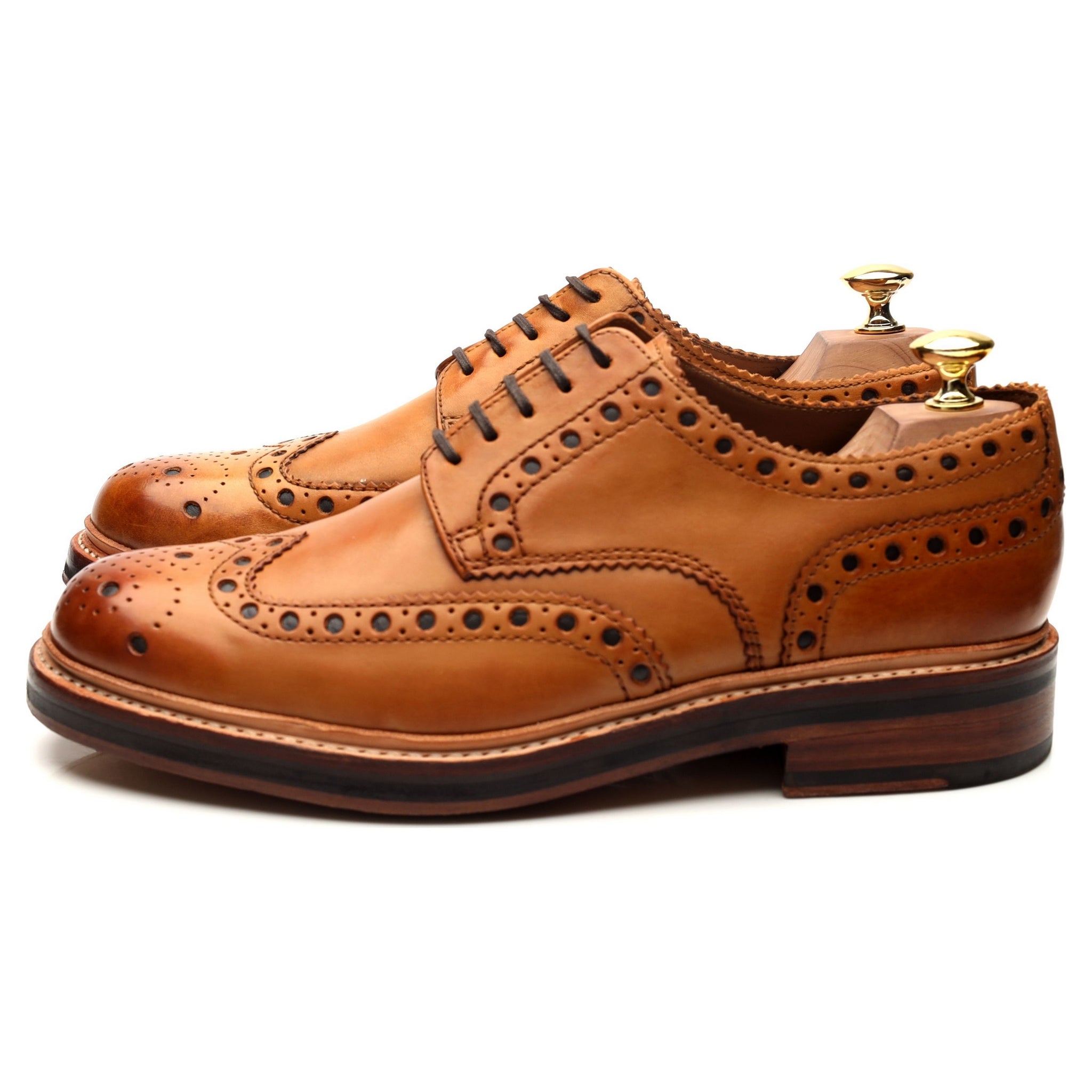 Grenson Archie derby brogue cuir marron clair UK 8 G