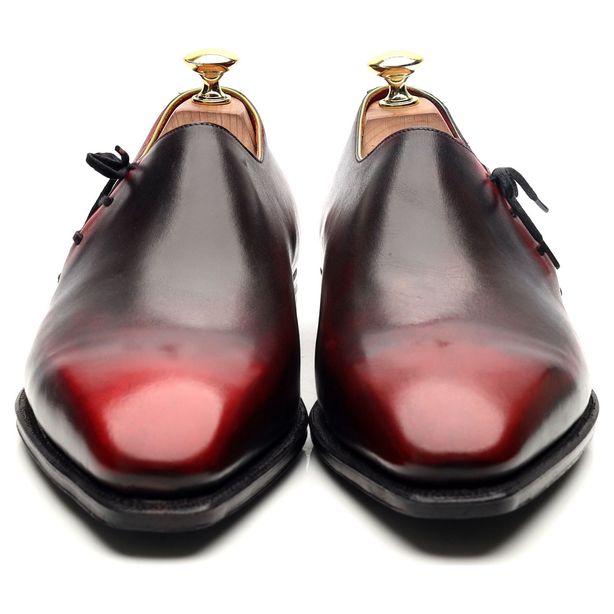 Corthay Lateral Lace richelieu cuir bordeaux UK 8.5