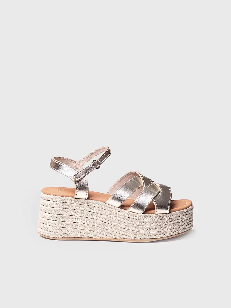 Toni Pons Cristina sandale compensee platine cuir 7 cm