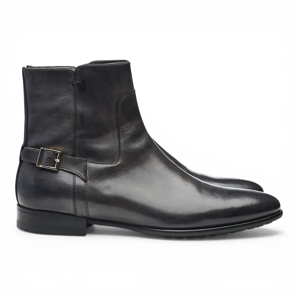Santoni bottines cuir gris foncé zip UK 7