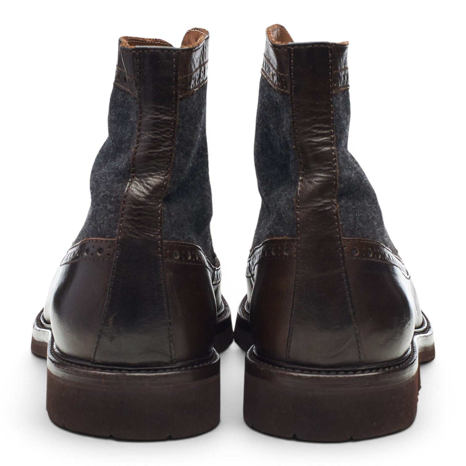 Brunello Cucinelli boots brogue cuir marron bleu UK 10