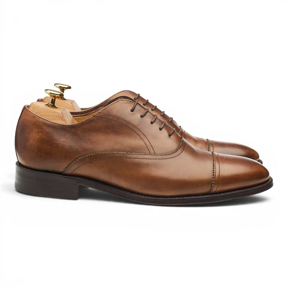 Barker Cap Toe richelieu cuir marron pointure UK 8