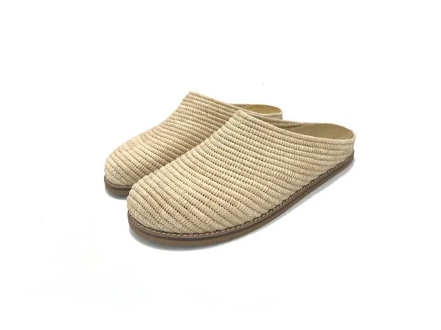 Contre-Allée Bousbir mule raphia beige naturel