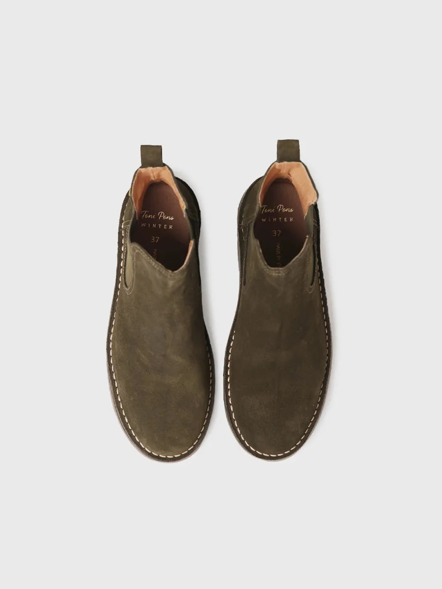 Toni Pons Isa-SY bottines daim femme kaki élastiques
