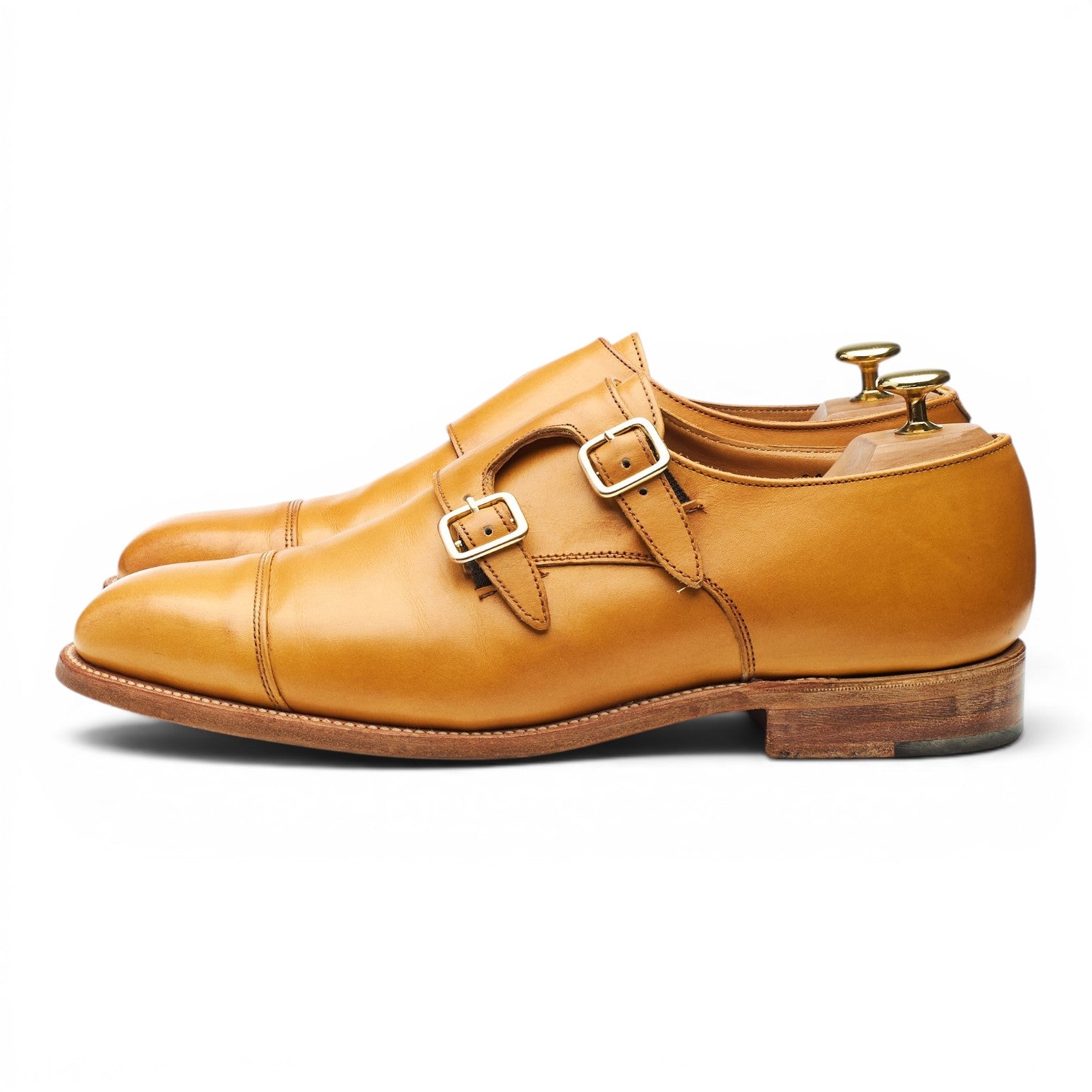 Tricker's double monks cuir marron UK 8 boucles