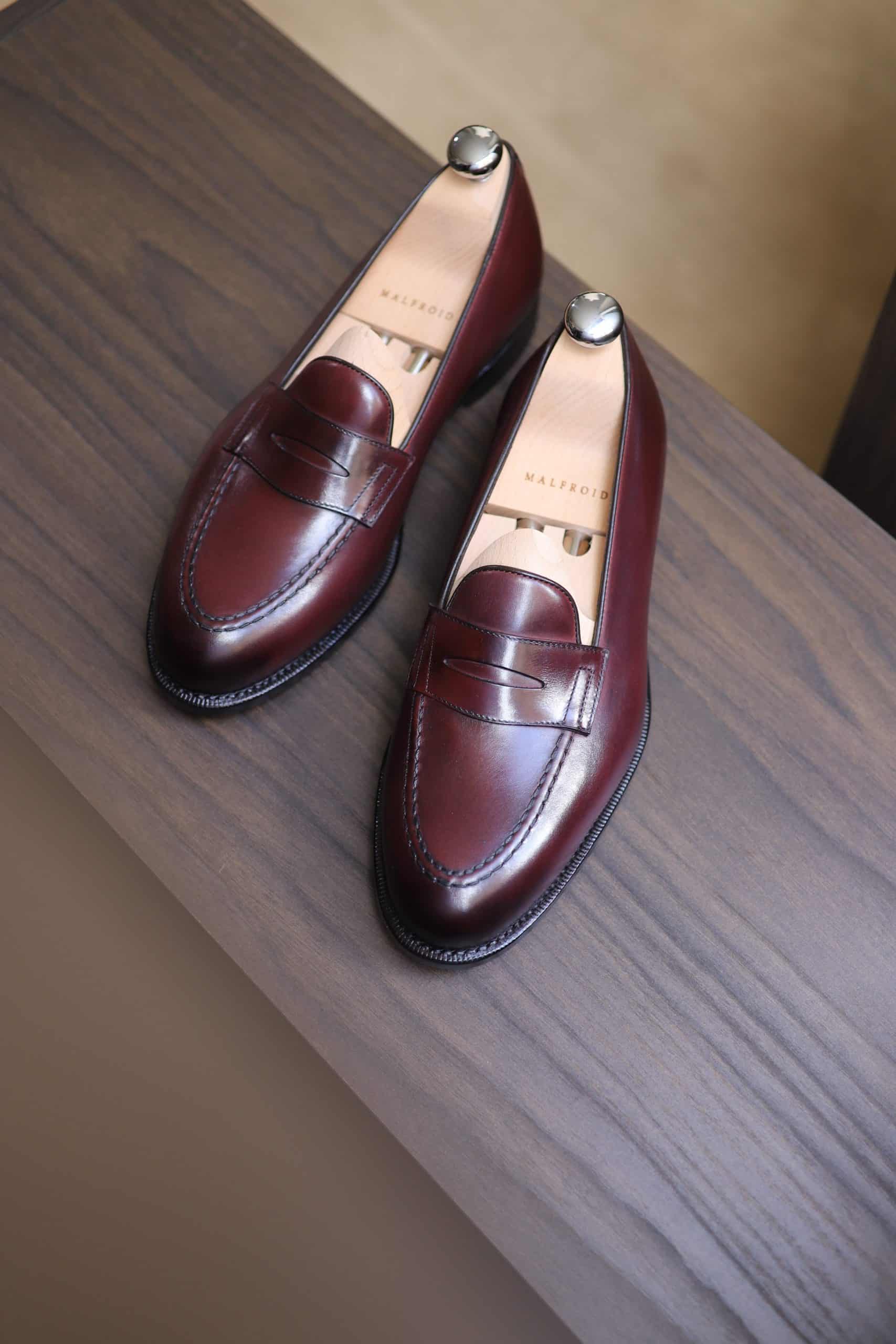 Malfroid Newport mocassin penny loafer cuir veau Roux