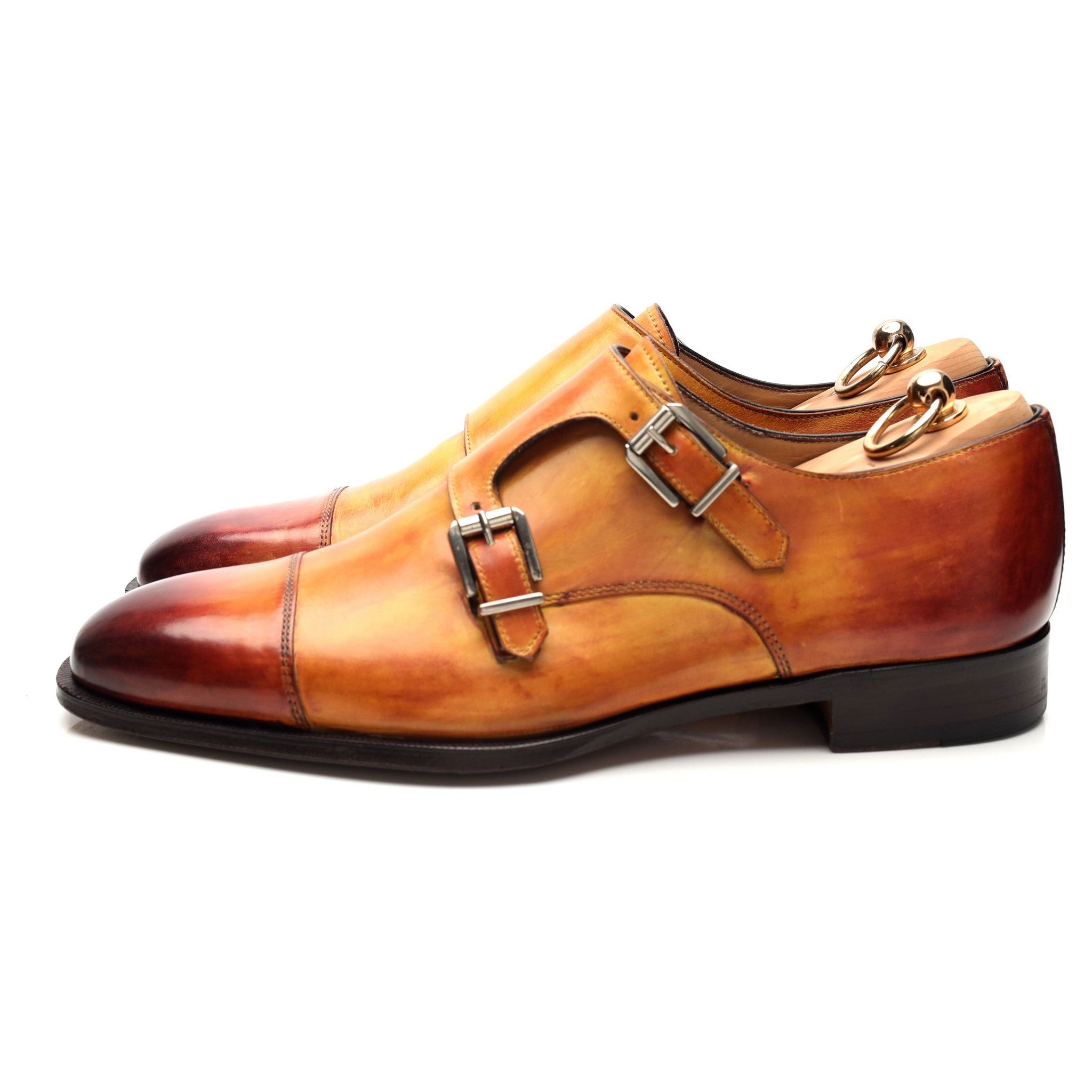 Scarpe di Bianco Palermo chaussures monk cuir marron 10 UK