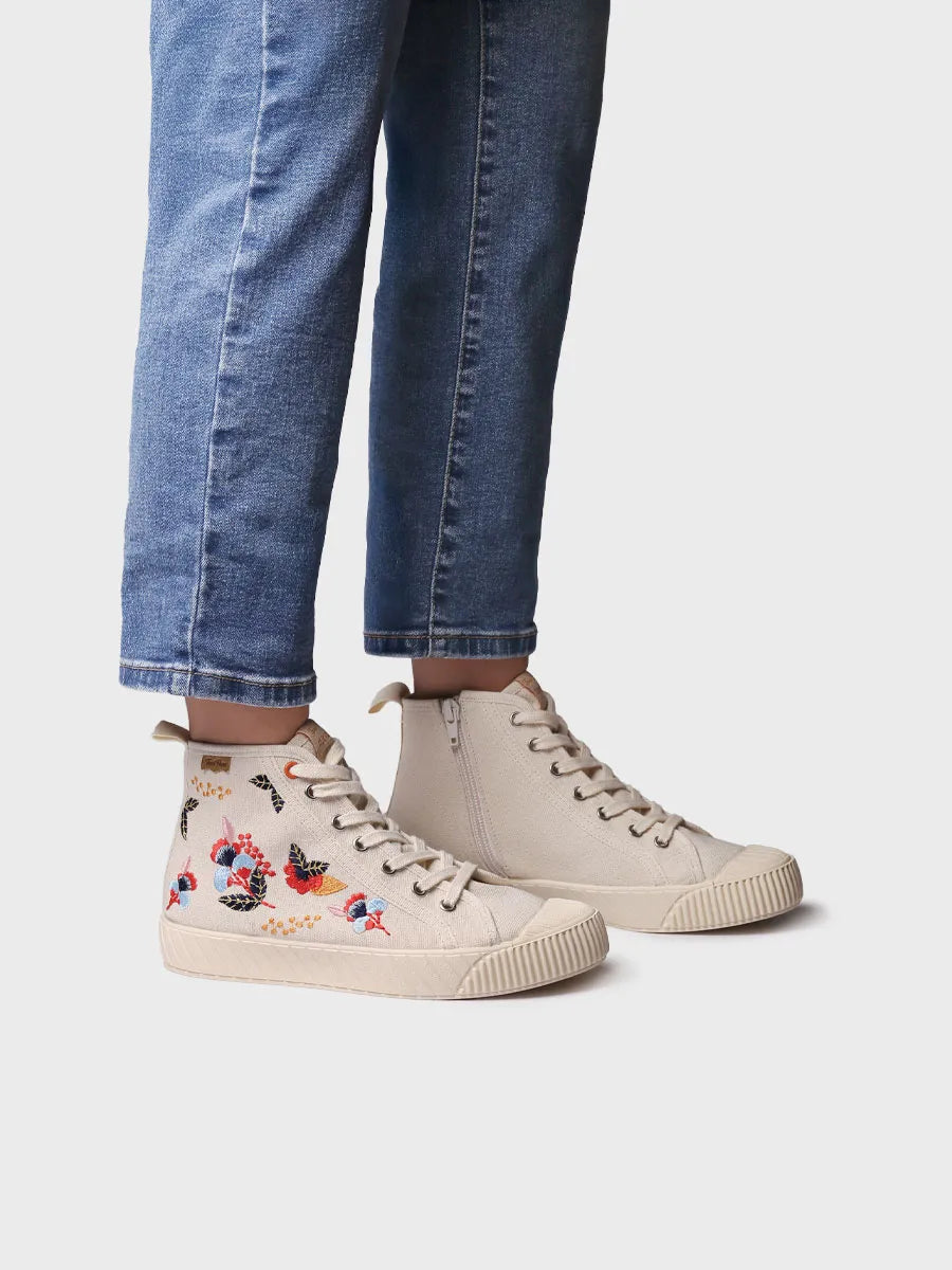 Toni Pons Gena-FL basket femme toile broderie