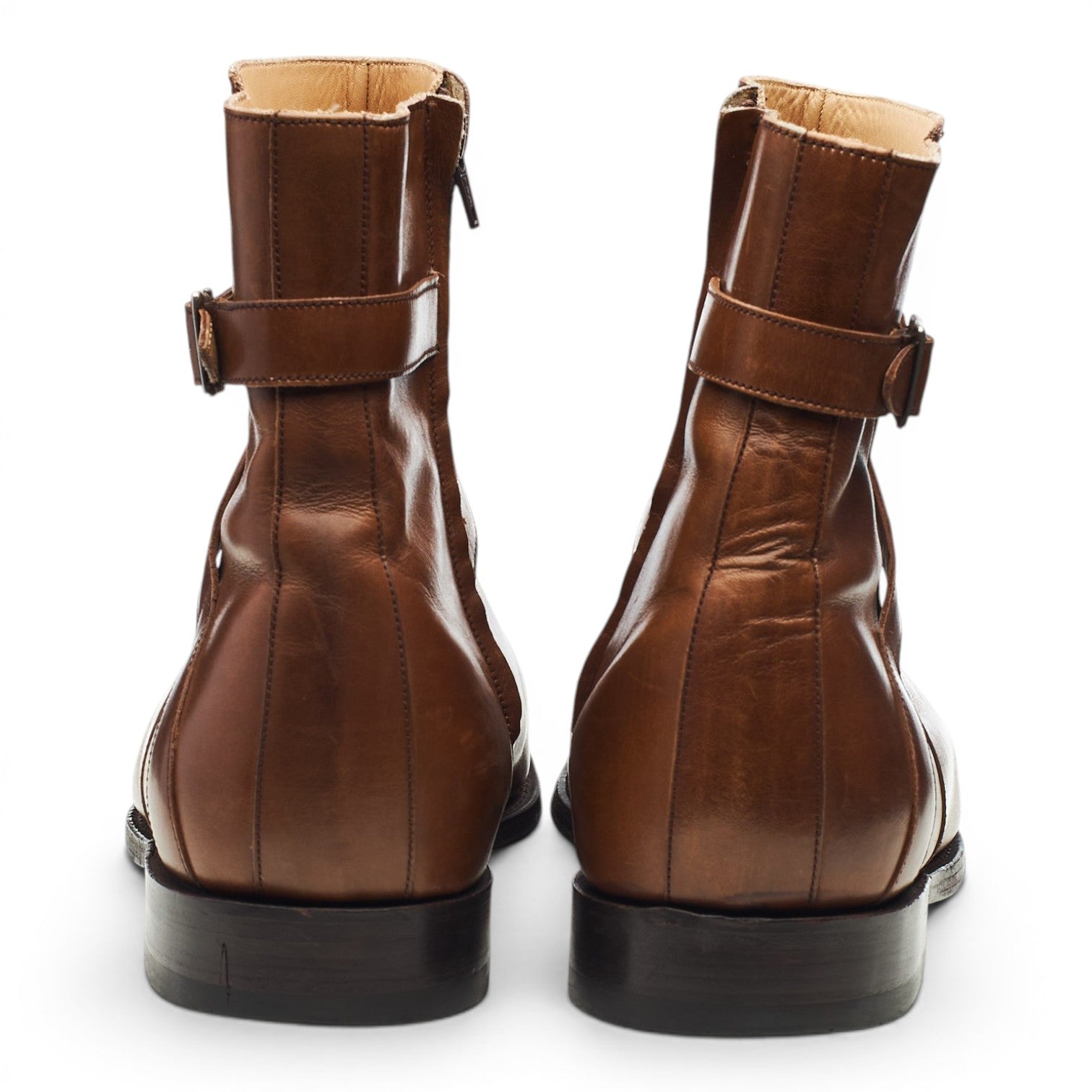 Barker Jodhpur Boots zip cuir marron 10.5