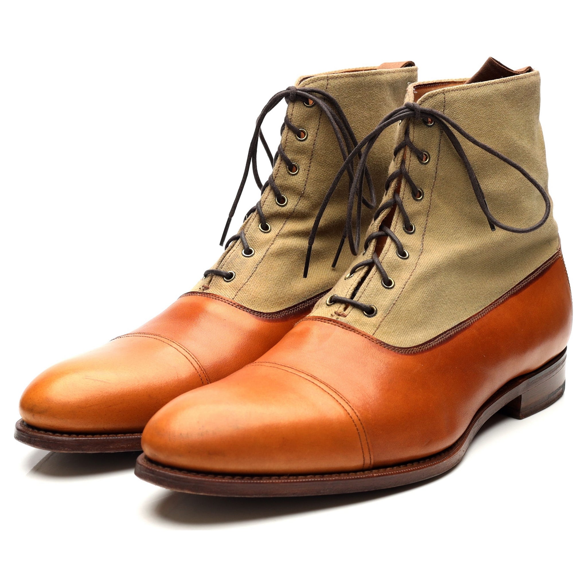 Grenson boots balmoral cuir toile marron UK 10