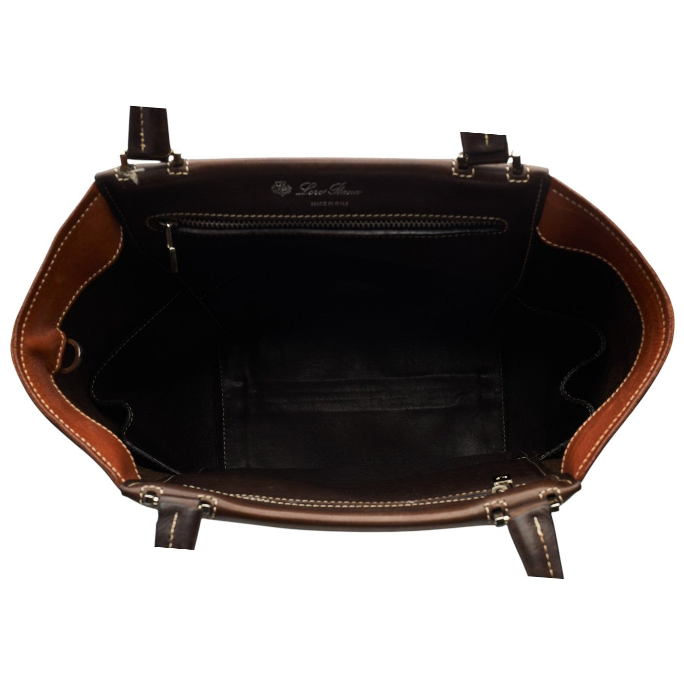 Loro Piana sac cabas cuir marron 28 cm