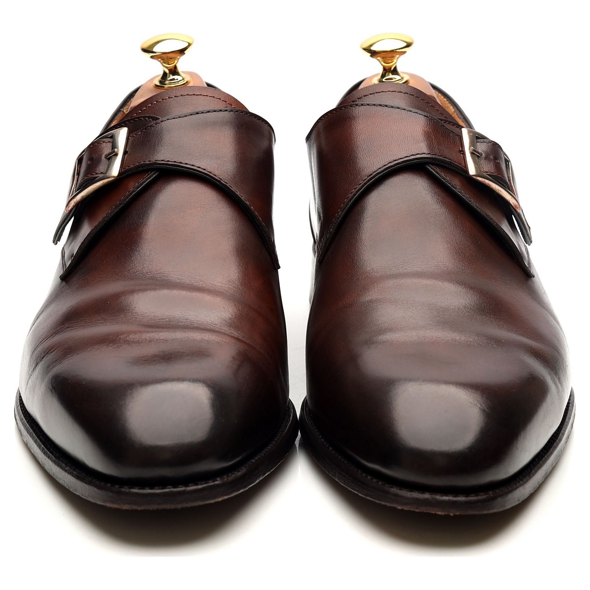 Carlos Santos Gareth chaussures monk cuir marron UK 9,5