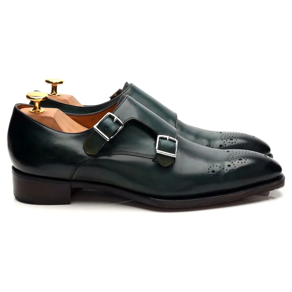 Gaziano & Girling Grosvenor monk cuir vert UK 6.5