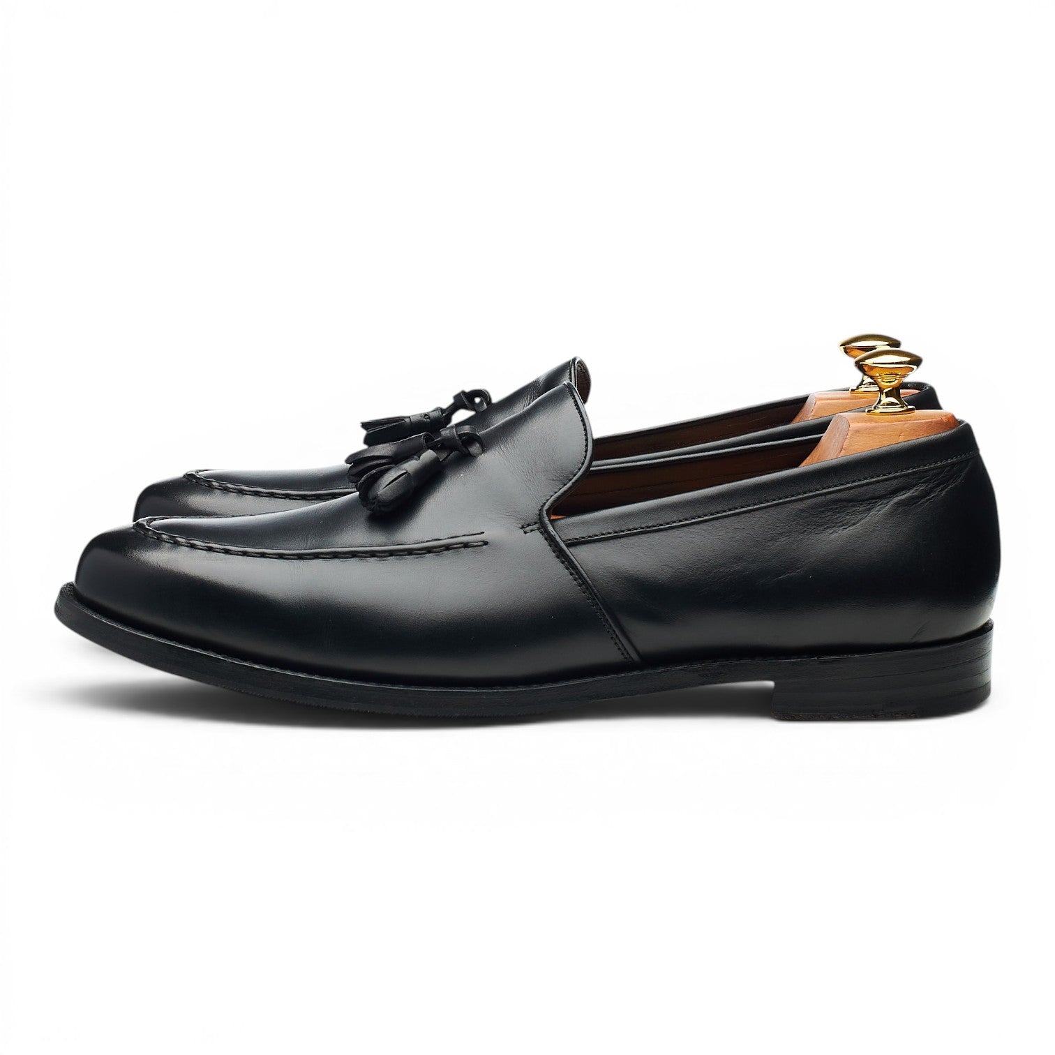 Barker Ramsden Mocassin pompons cuir noir 10
