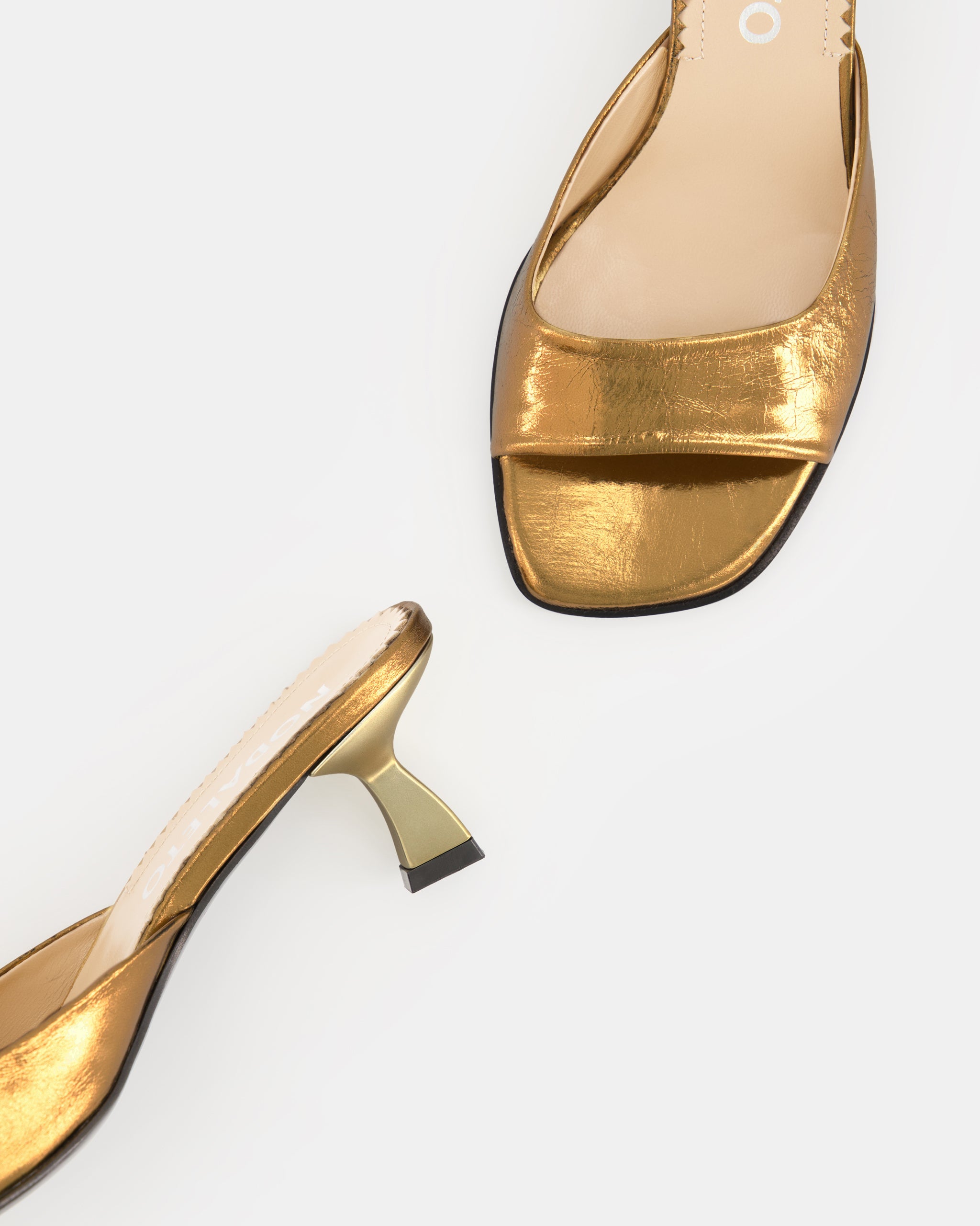 Nodaleto Dona Reese mules cuir bronze Crackle talon 5 cm