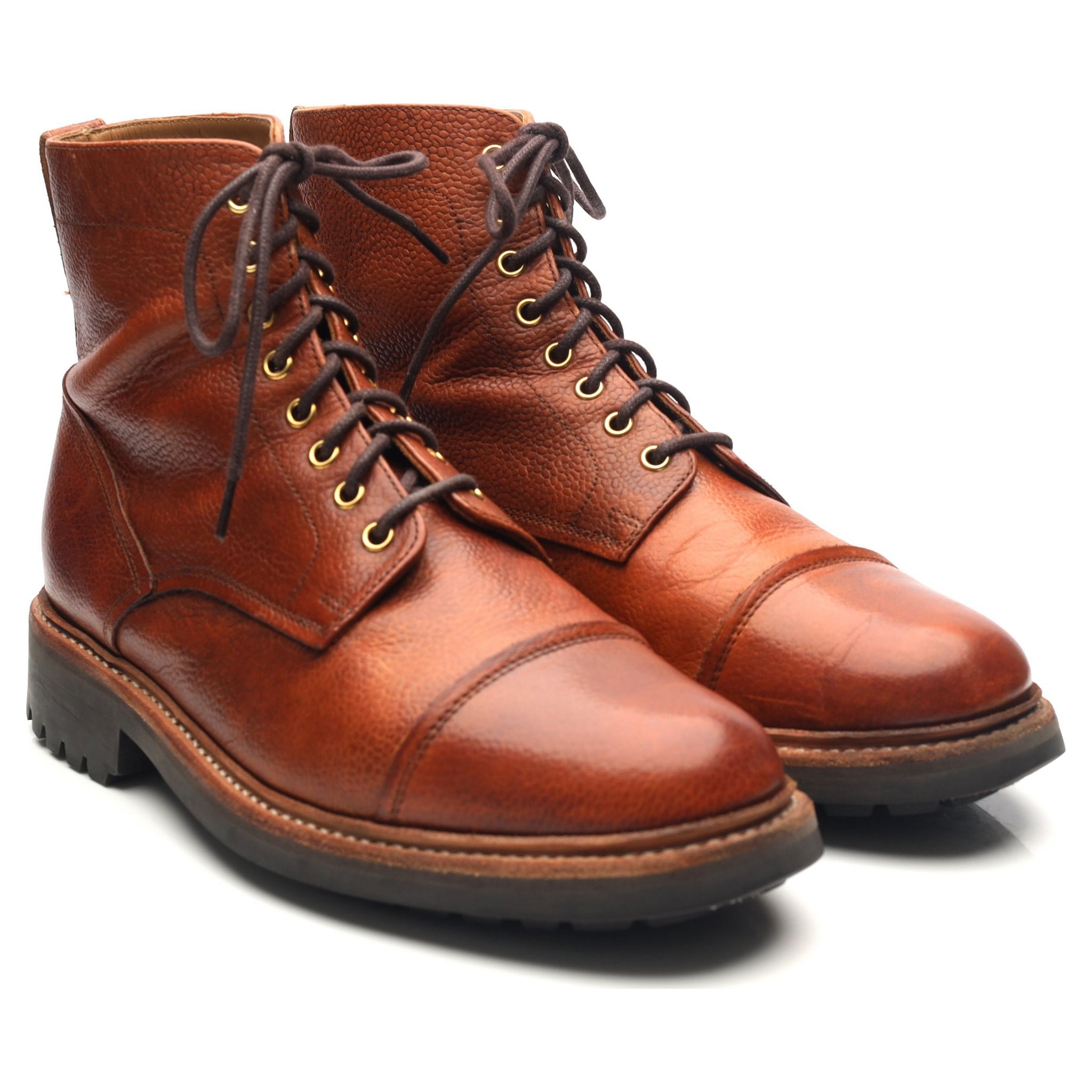 Grenson Joseph boots derby cuir grainé marron UK 8