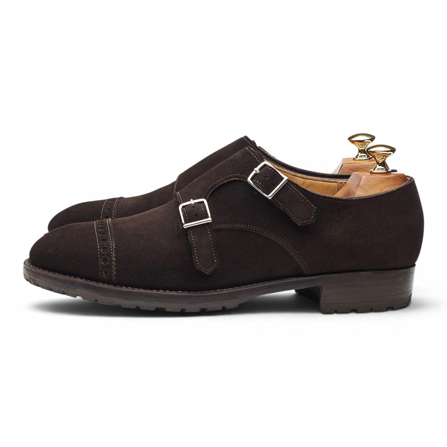Valentin Frunza double boucle suède marron pointure UK 8.5