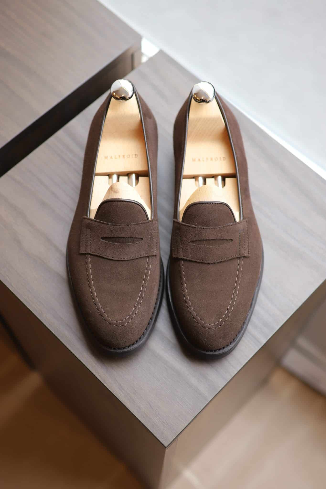 Malfroid Newport mocassin veau velours marron