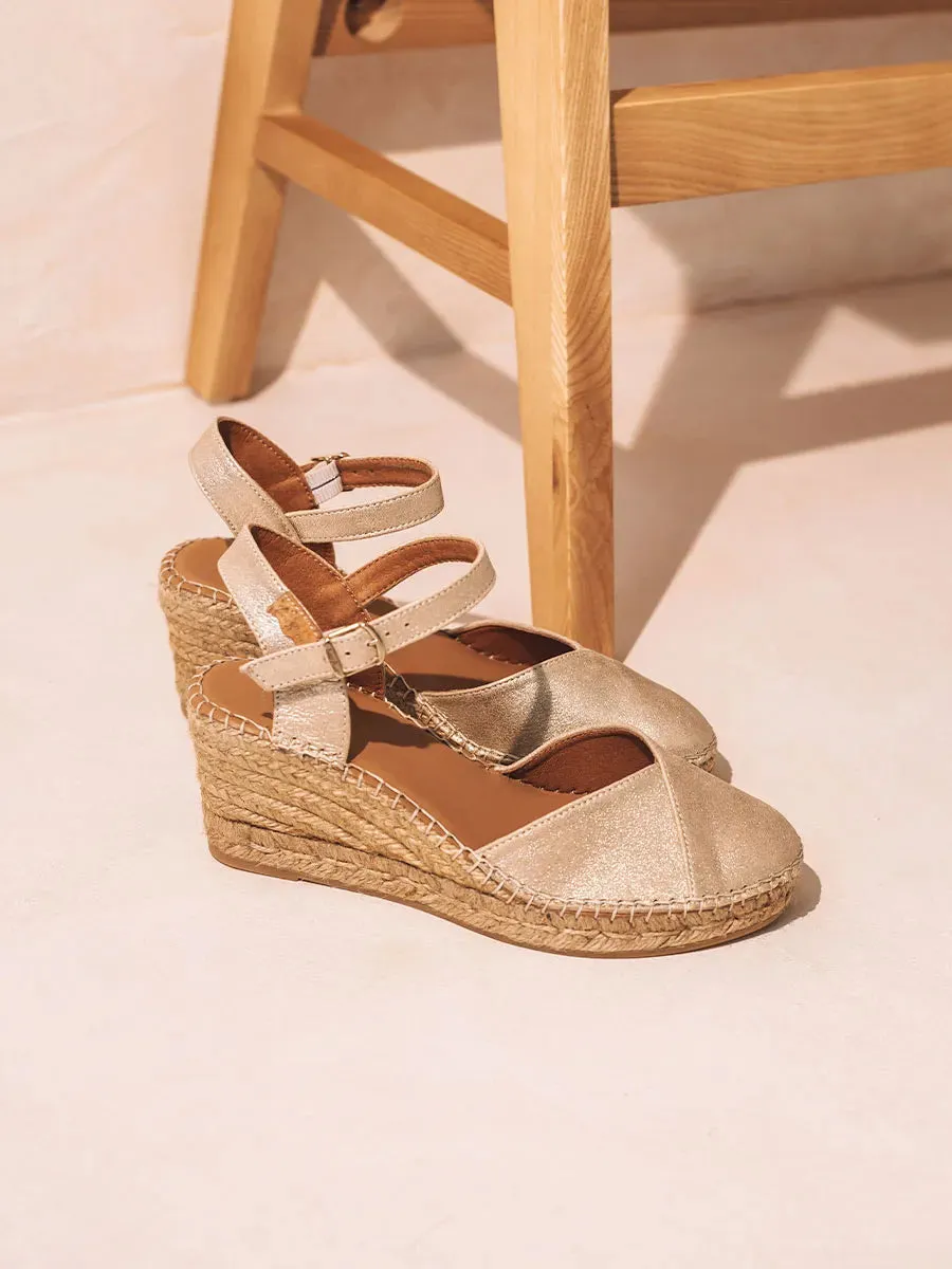 Toni Pons Bianca-As espadrilles compensées cuir champagne