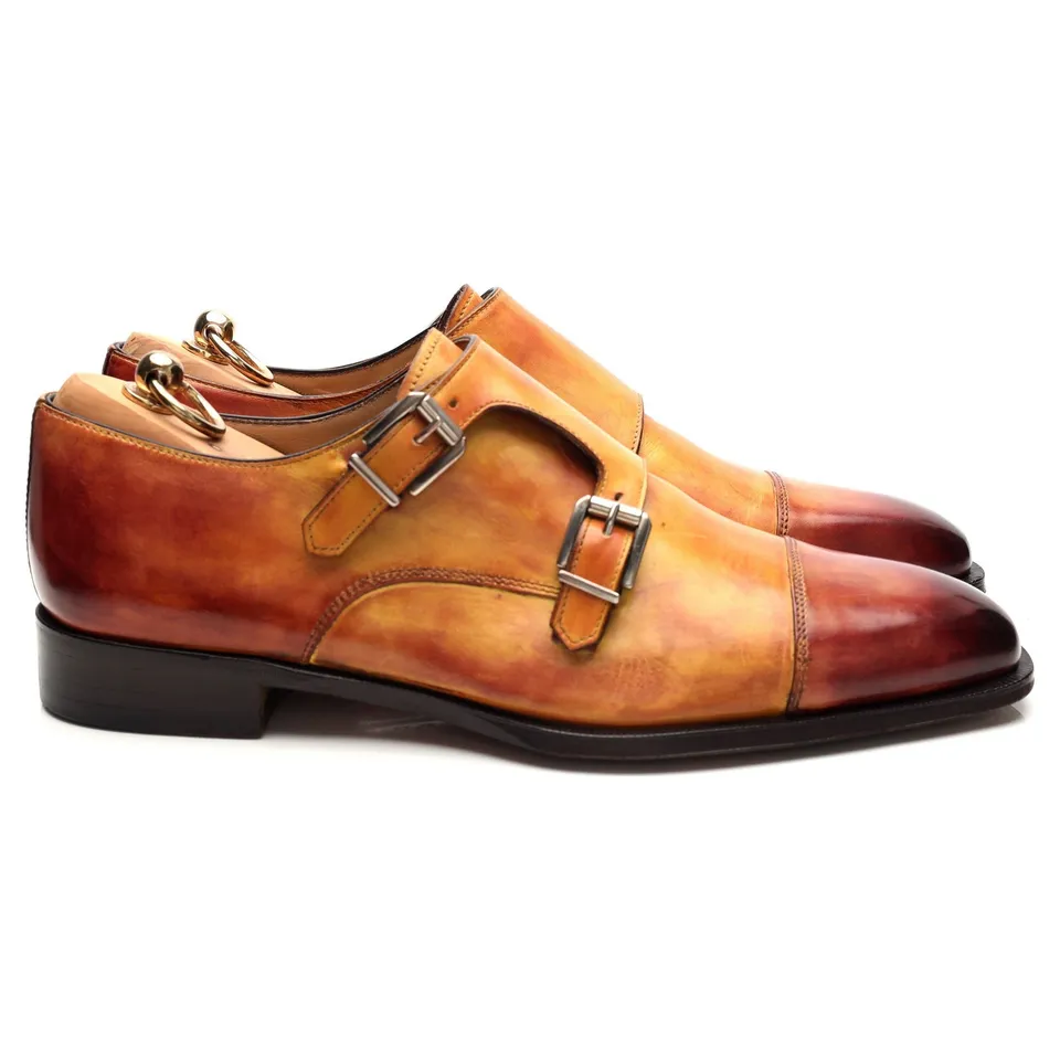 Scarpe di Bianco Palermo chaussures monk cuir marron 10 UK
