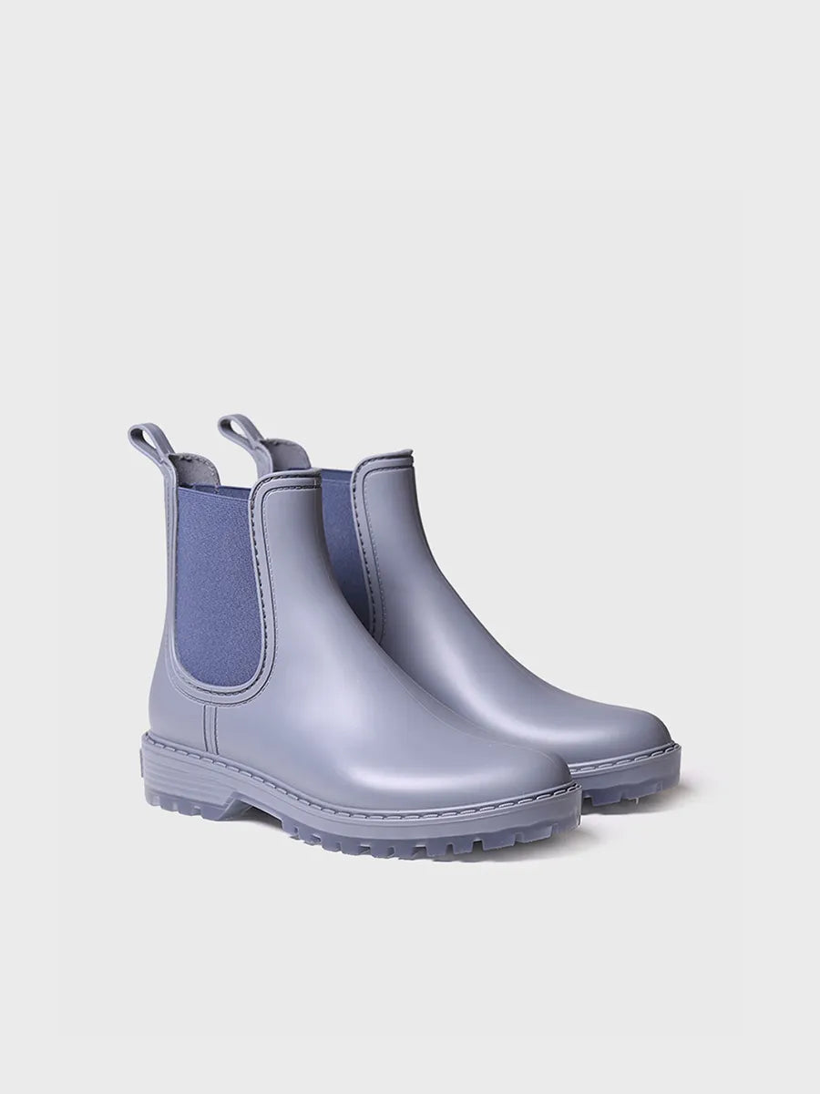 Toni Pons Cancun bottes de pluie caoutchouc bleues talon 3 cm