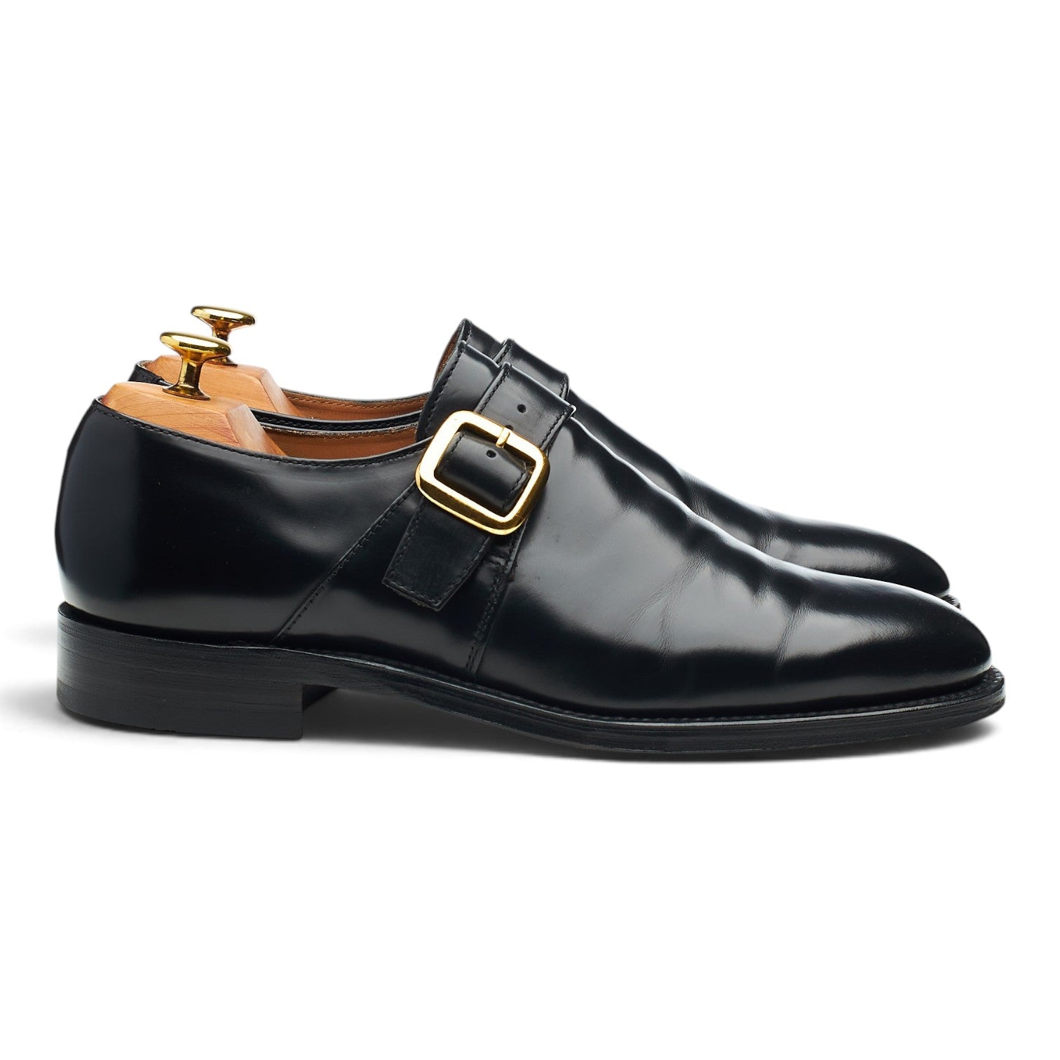 Loake Paisley chaussures monk cuir noir boucle UK 8