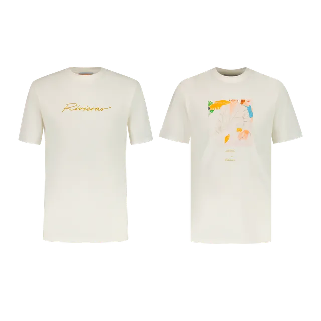 Rivieras Imprimés Ecrus t-shirts écru lot de 2 coton