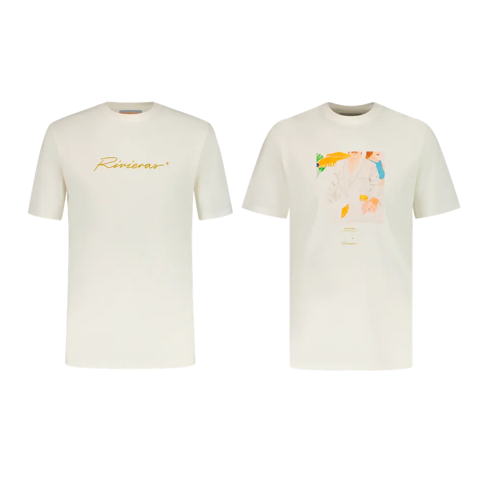Rivieras Imprimés Ecrus t-shirts écru lot de 2 coton