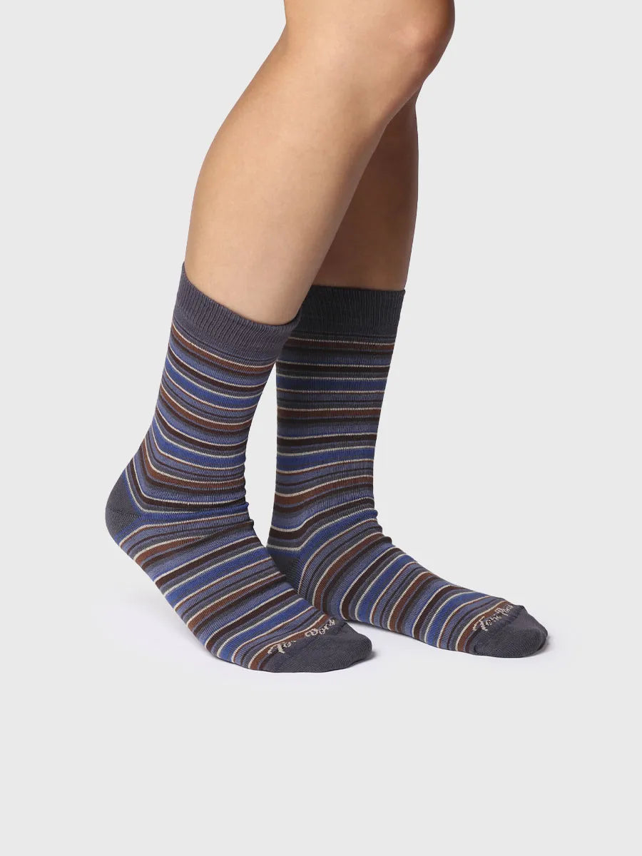 Toni Pons Quel-BR chaussettes coton rayées taupe