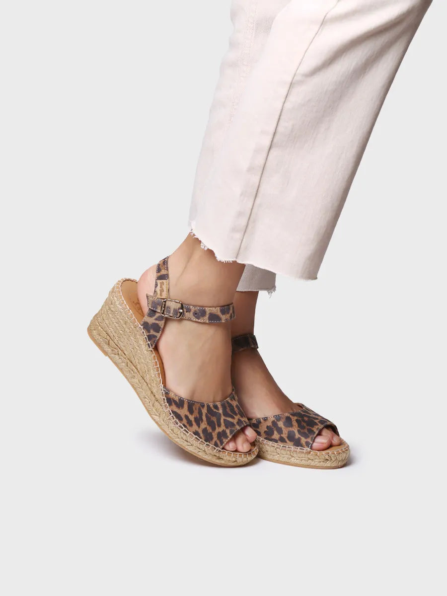 Toni Pons Sia-P espadrille compensée cuir boucle talon 7 cm