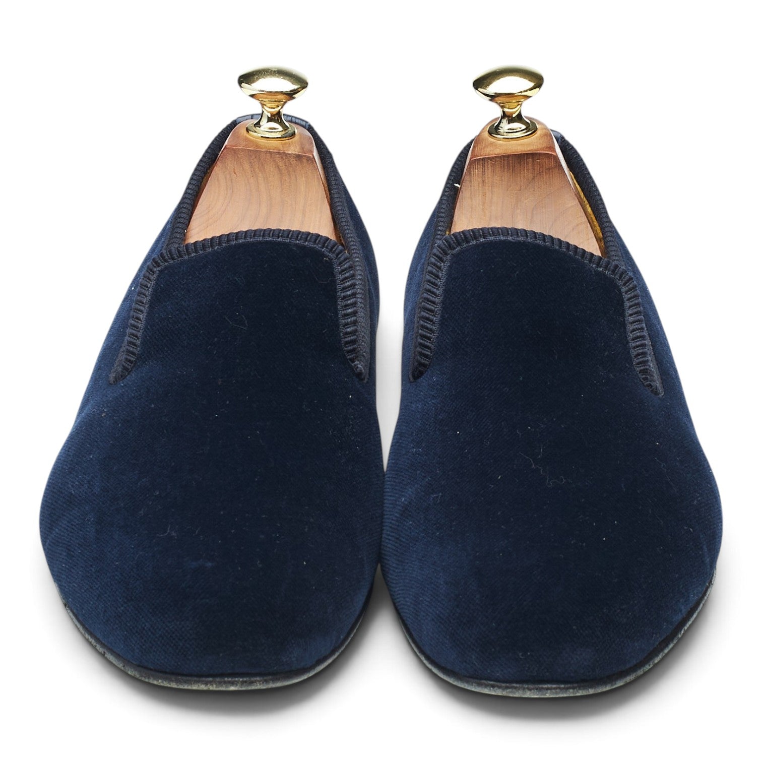 New & Lingwood Albert pantoufles velours bleu marine UK 8