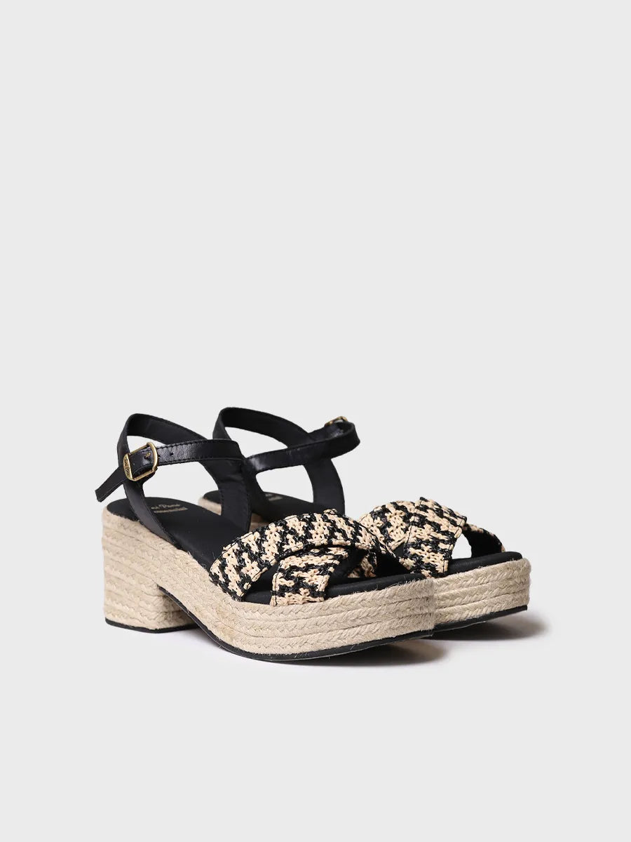 Toni Pons Atenes espadrille noire talon large 7,5 cm