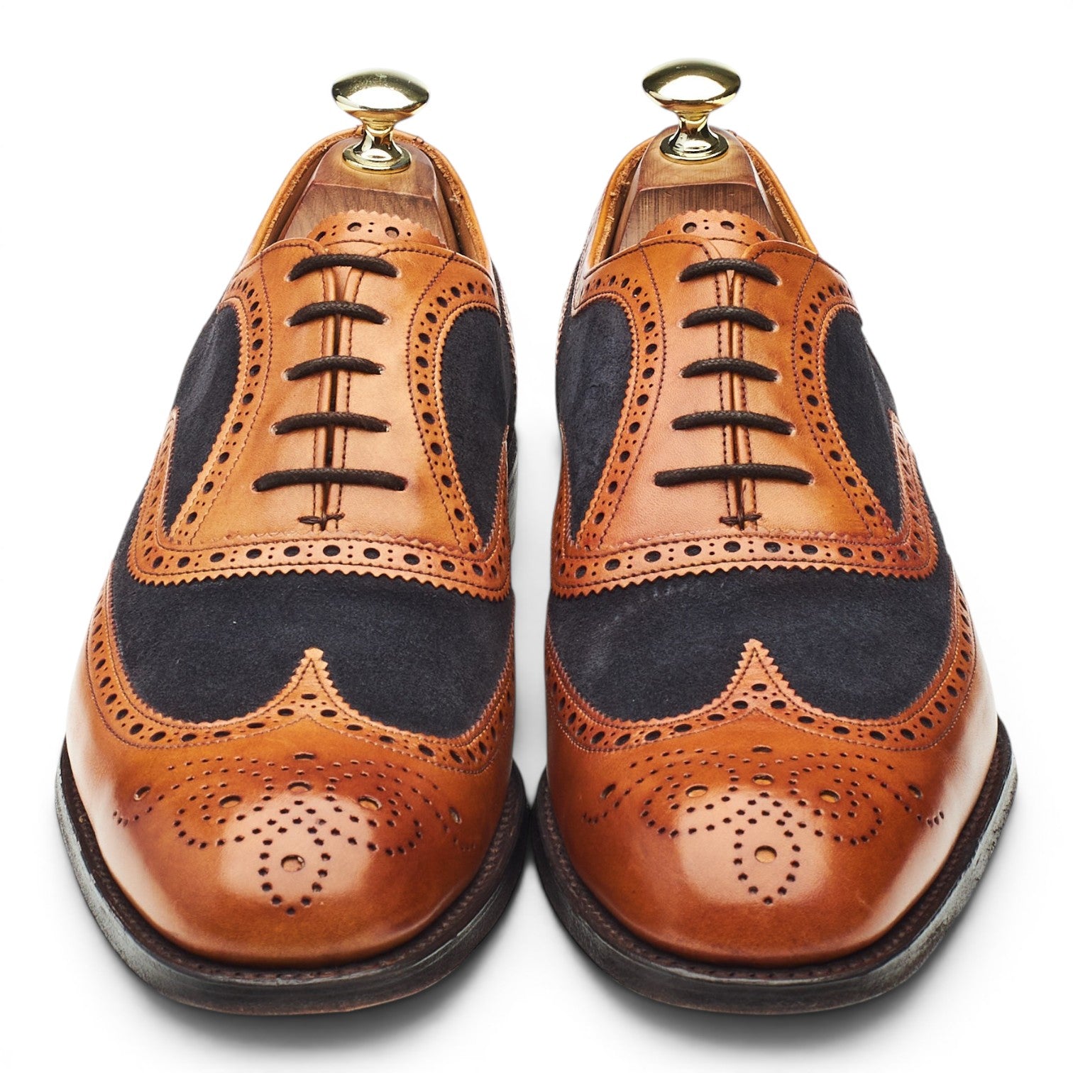 Cheaney Edwin richelieu cuir camel daim marine 7,5