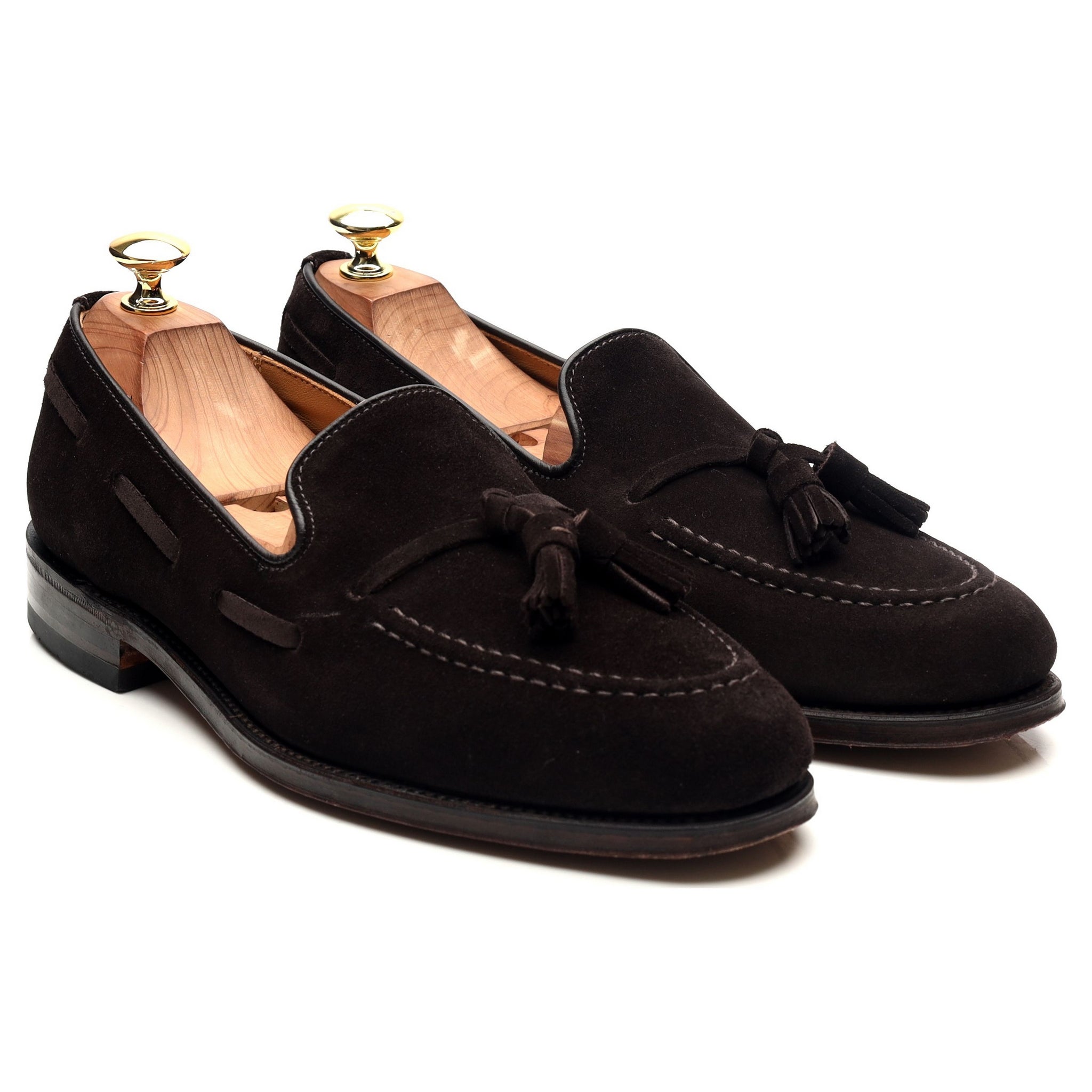 Loake Lincoln mocassin suède marron 8 glands