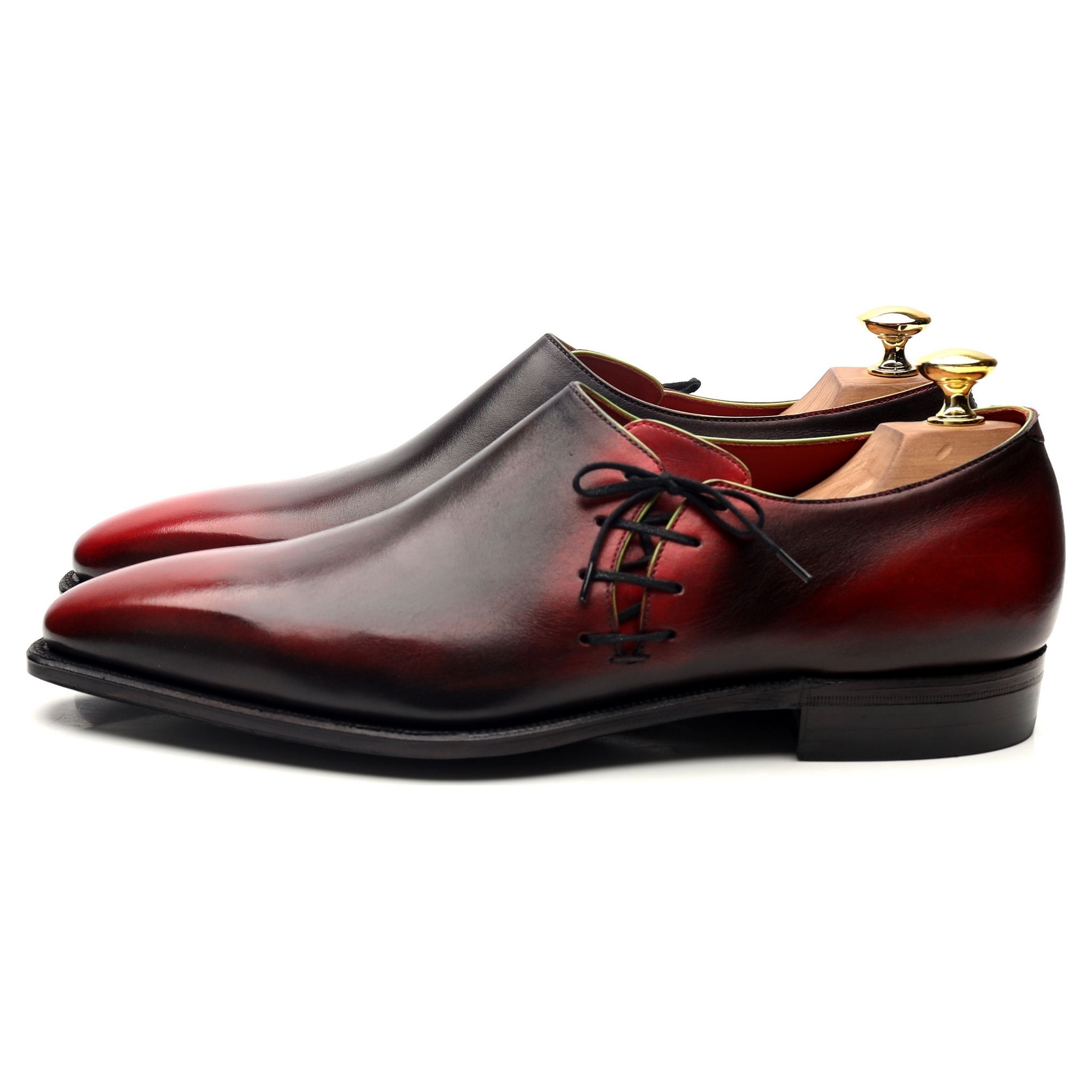 Corthay Lateral Lace richelieu cuir bordeaux UK 8.5