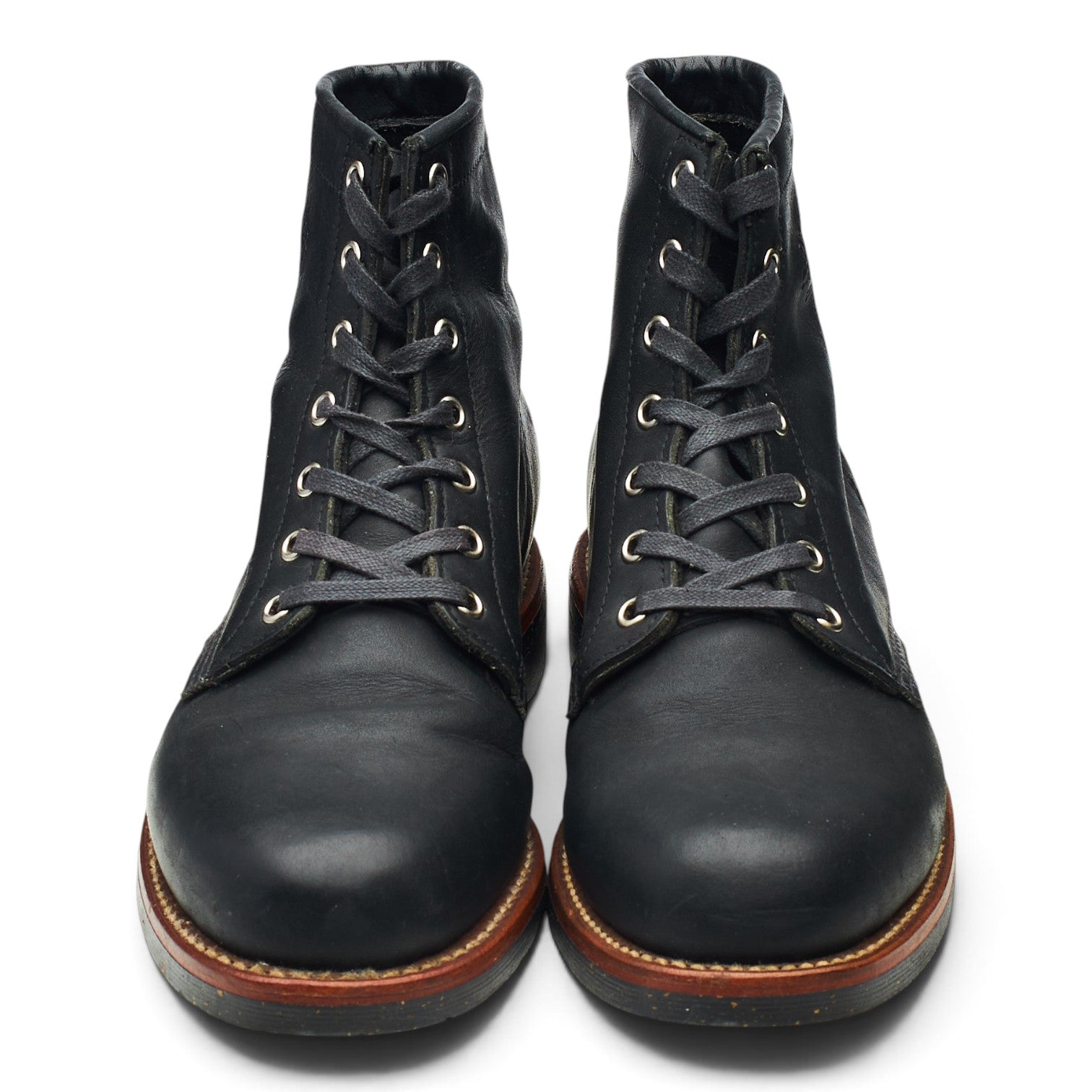 Chippewa Service bottes cuir noir UK 7,5 semelle caoutchouc
