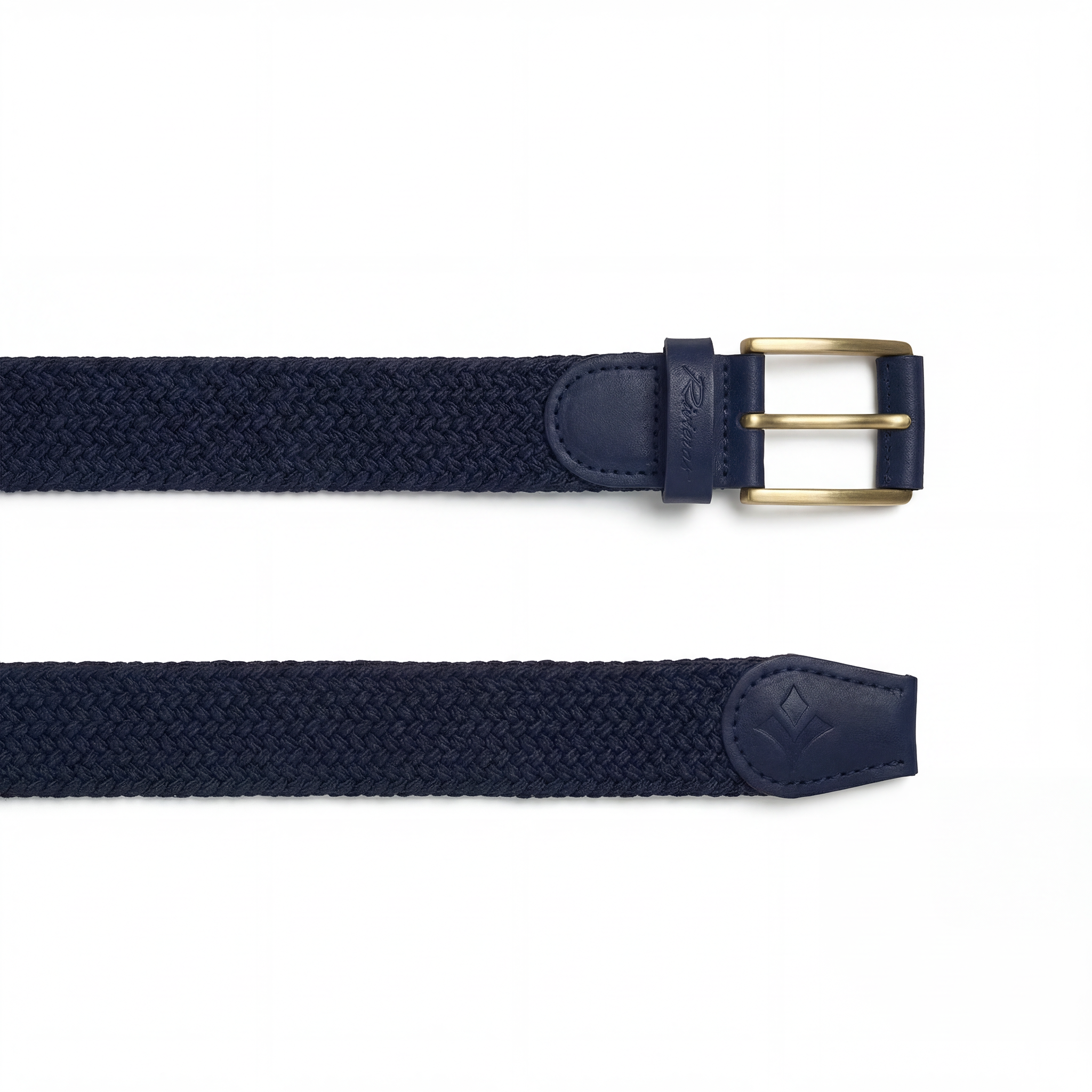 Rivieras Arthur ceinture tressée marine boucle dorée