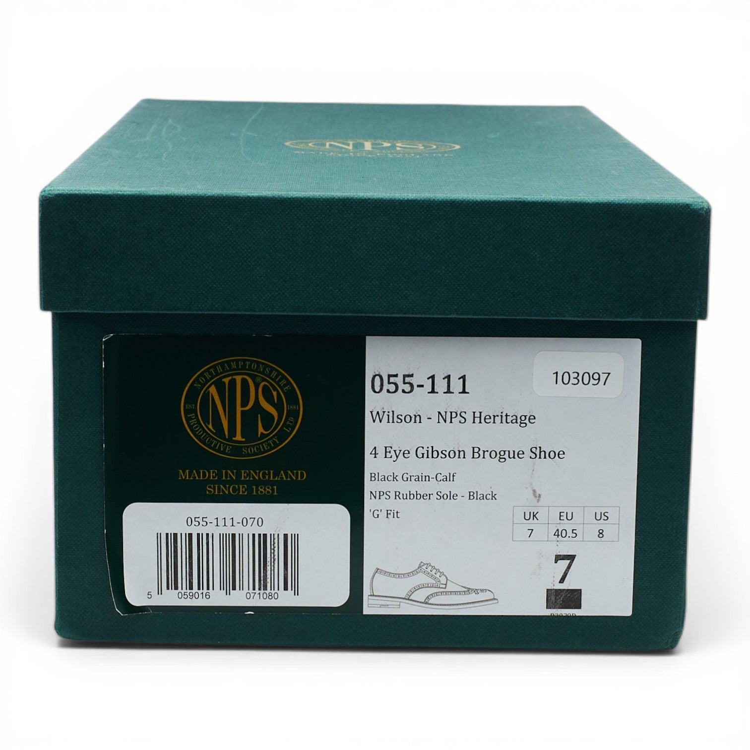 NPS Wilson derbys noir UK 7 cuir grainé