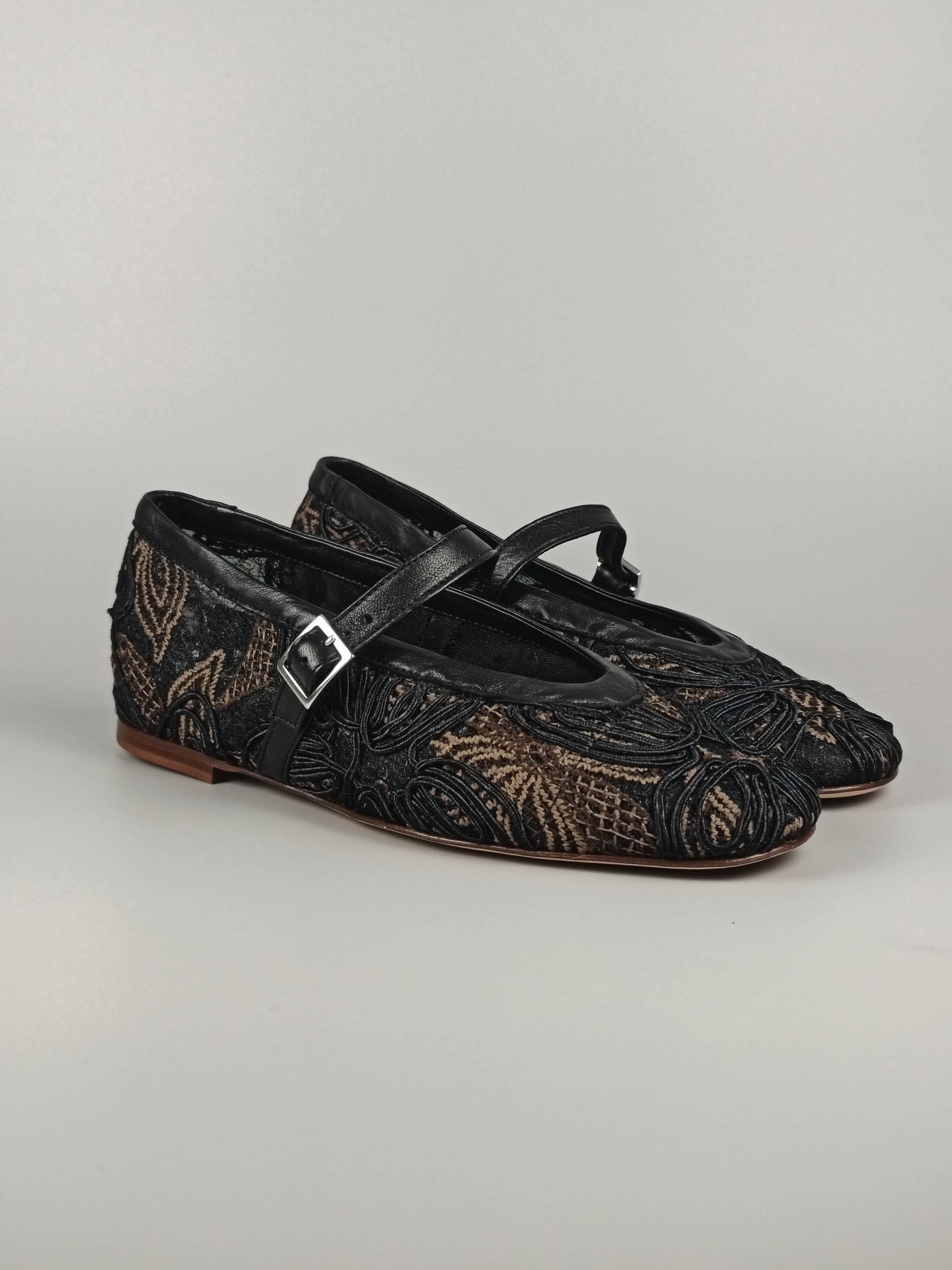 Lorena Paggi ballerines tissu Margota noir confort